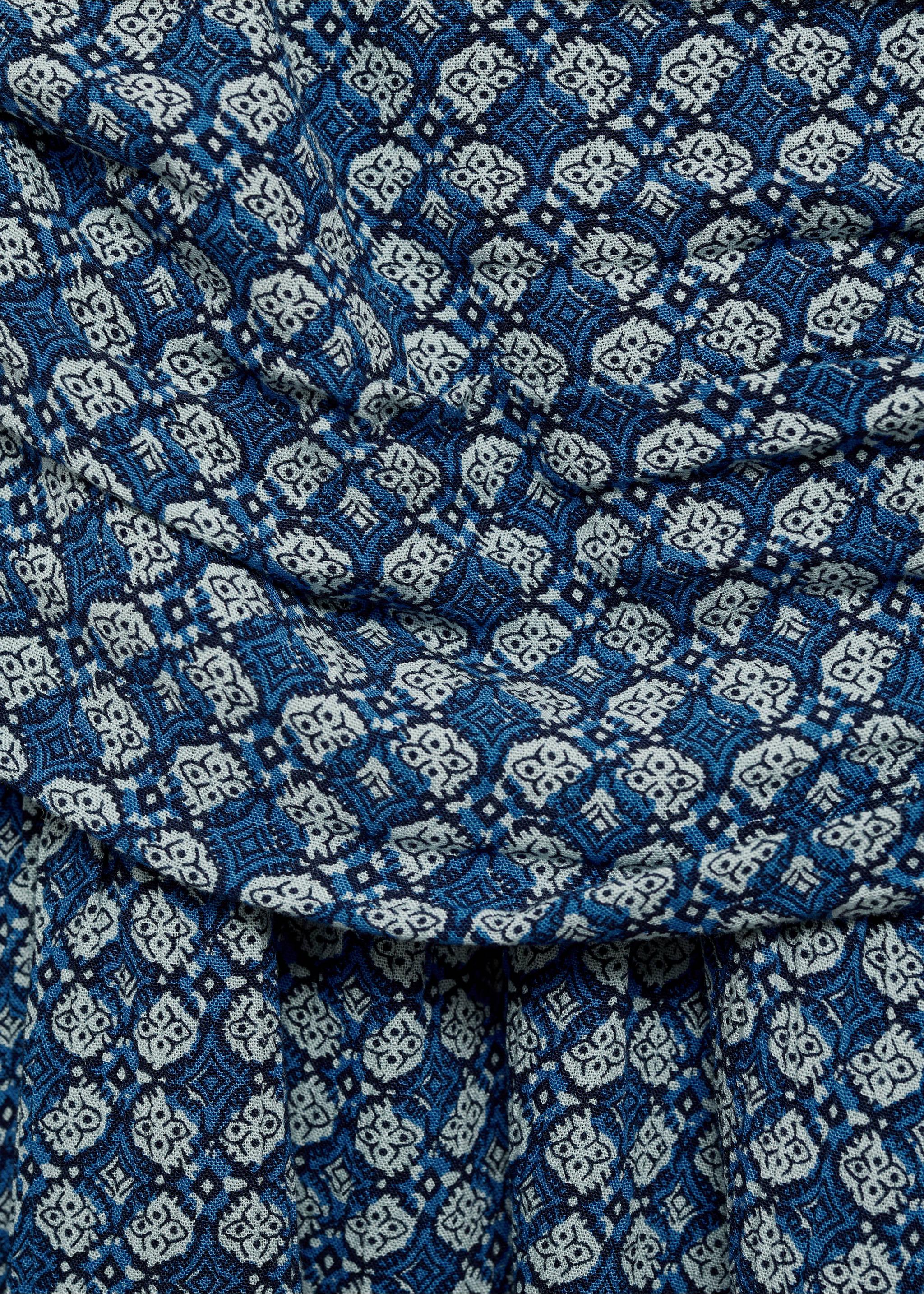Printed pleated skirt - Details of the article 8, Dark Navy. Ref: 77024788-00.
