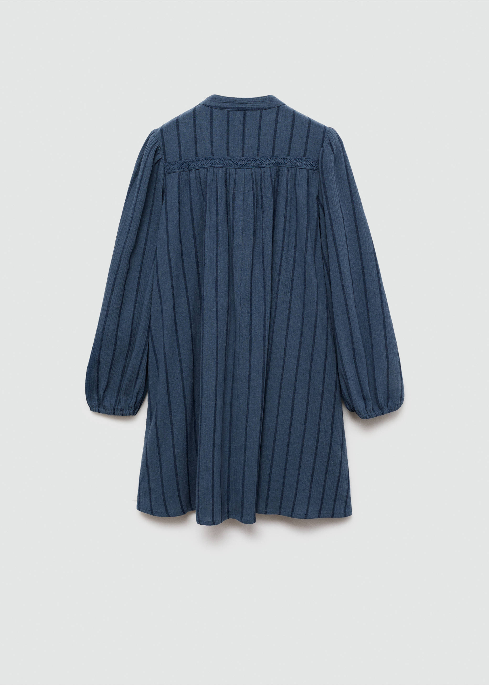 Puffed sleeves cotton dress - Reverse of the article, Petrol Blue. Ref: 77024789-00.