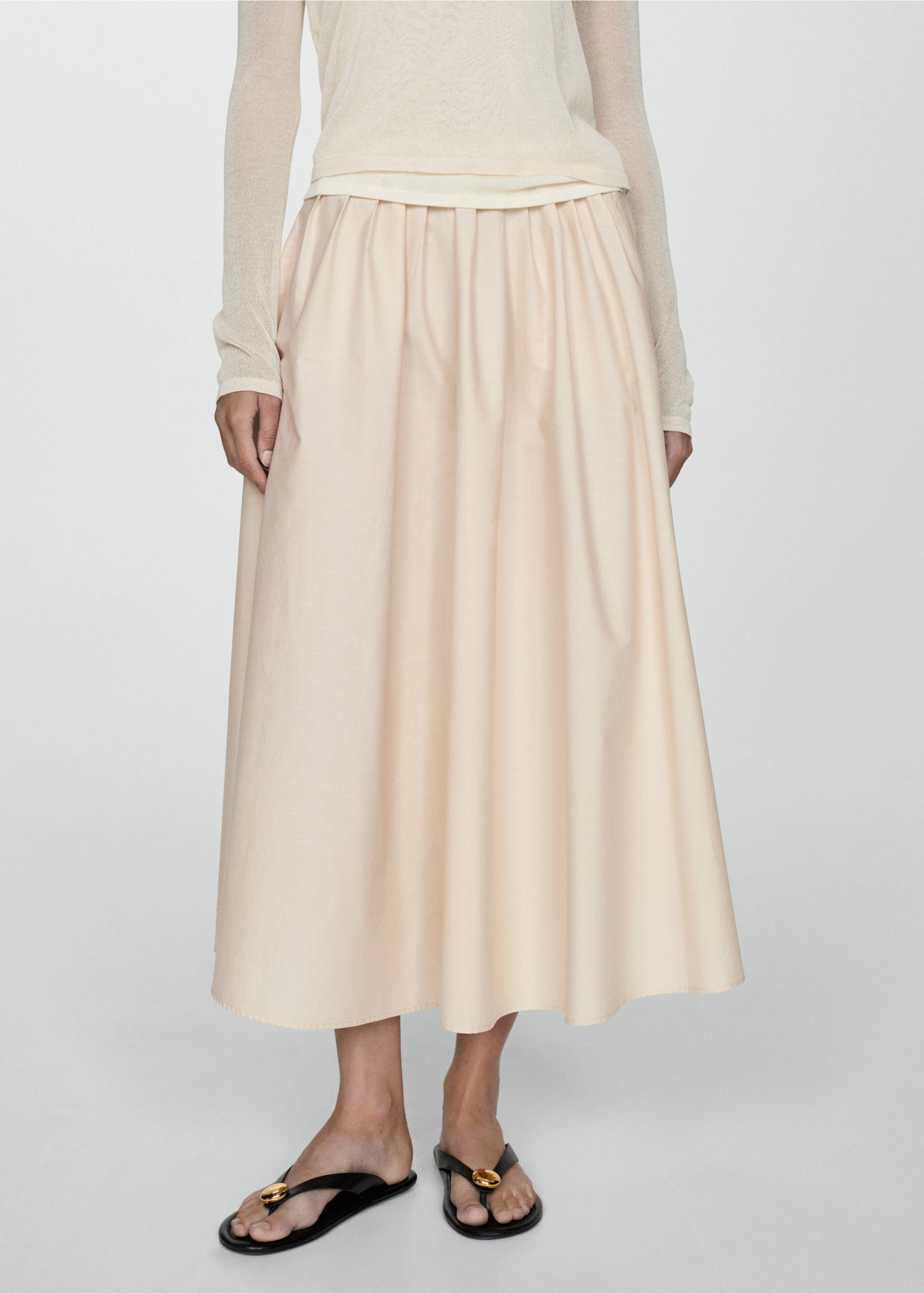 Pleated midi-skirt - Medium plane, Beige. Ref: 77024791-00.