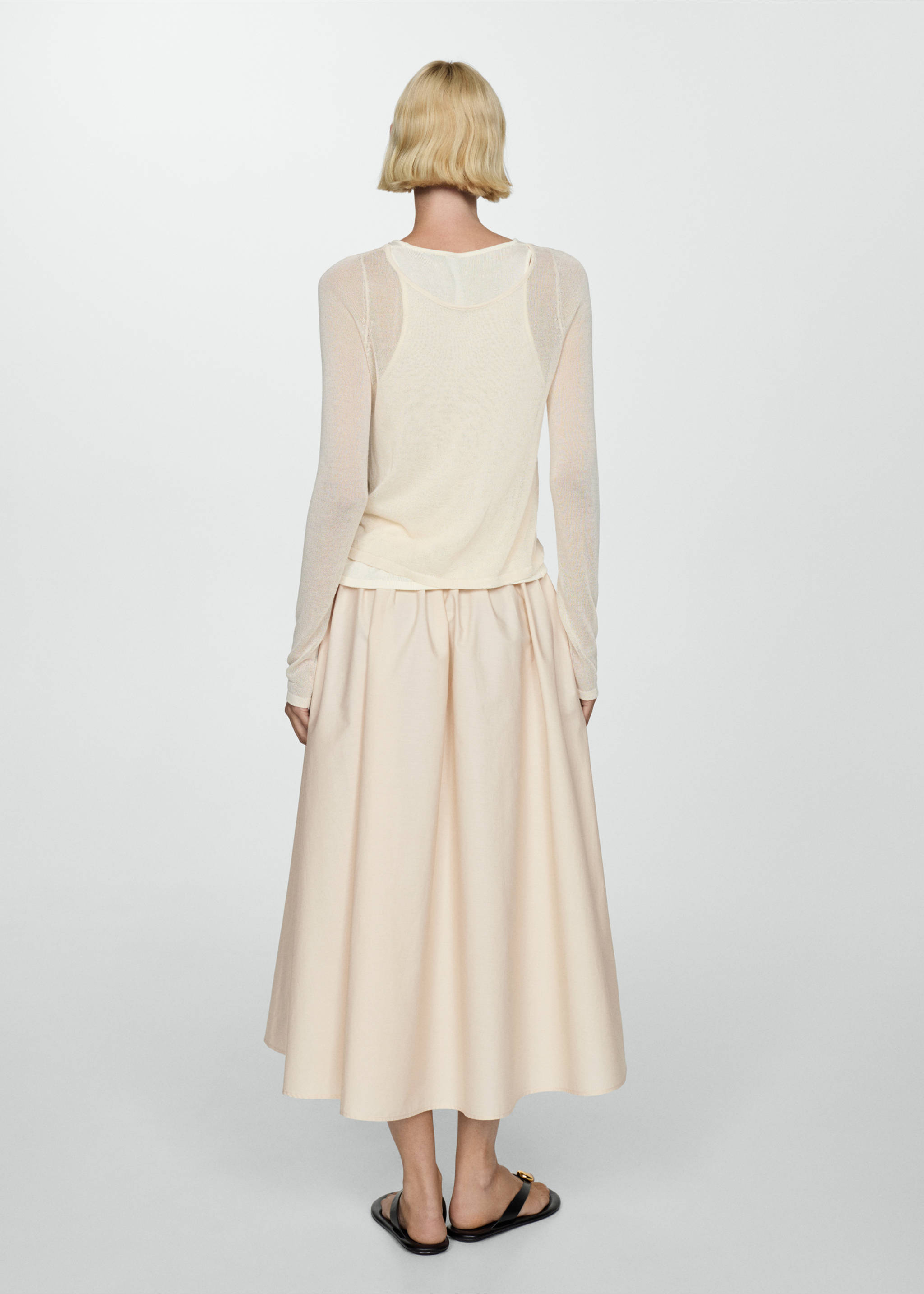 Pleated midi-skirt - Reverse of the article, Beige. Ref: 77024791-00.