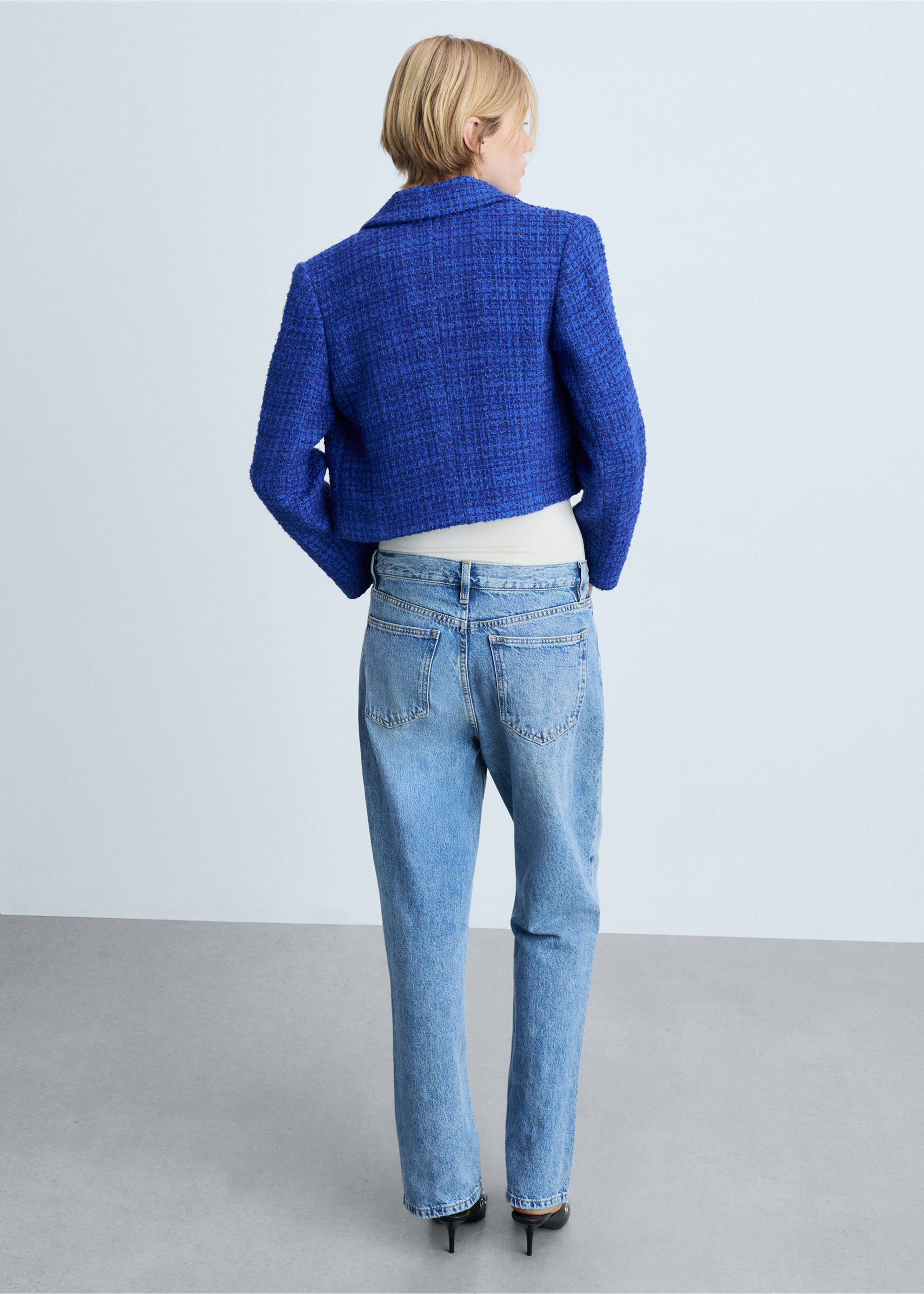 Tweed jacket with buttons - Reverse of the article, Ink Blue. Ref: 77024796-00.