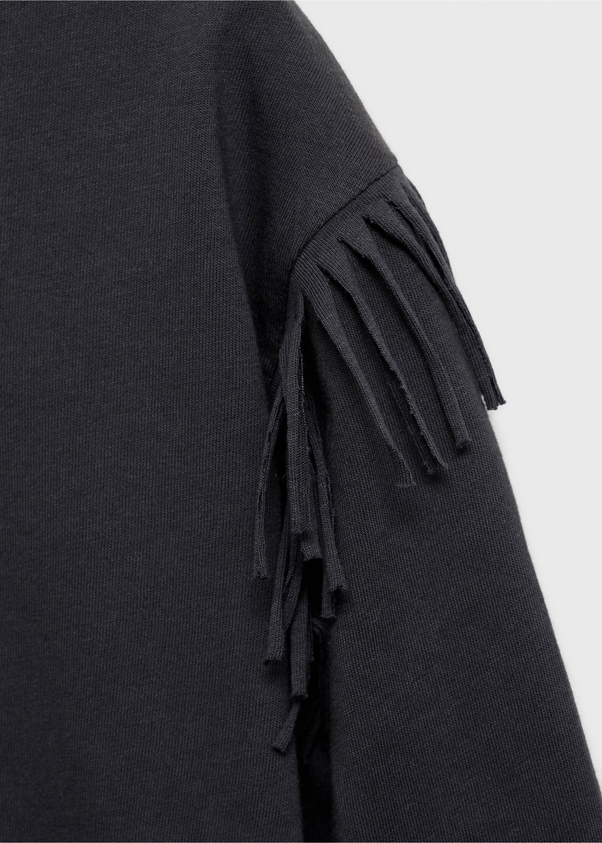 Fringe embroidery T-shirt - Details of the article 0, Charcoal. Ref: 77024799-00.