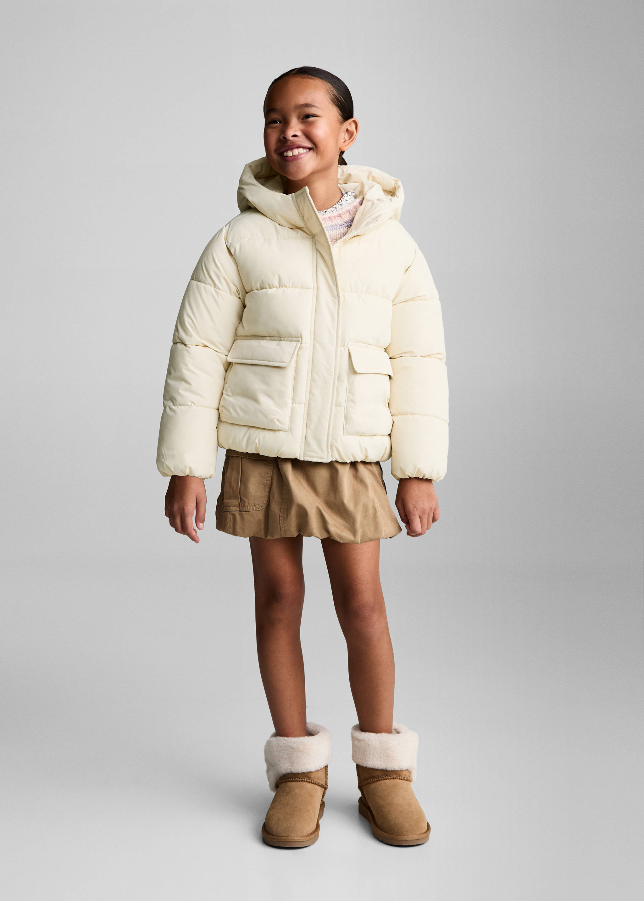 Padded anorak with shearling lining - General plane