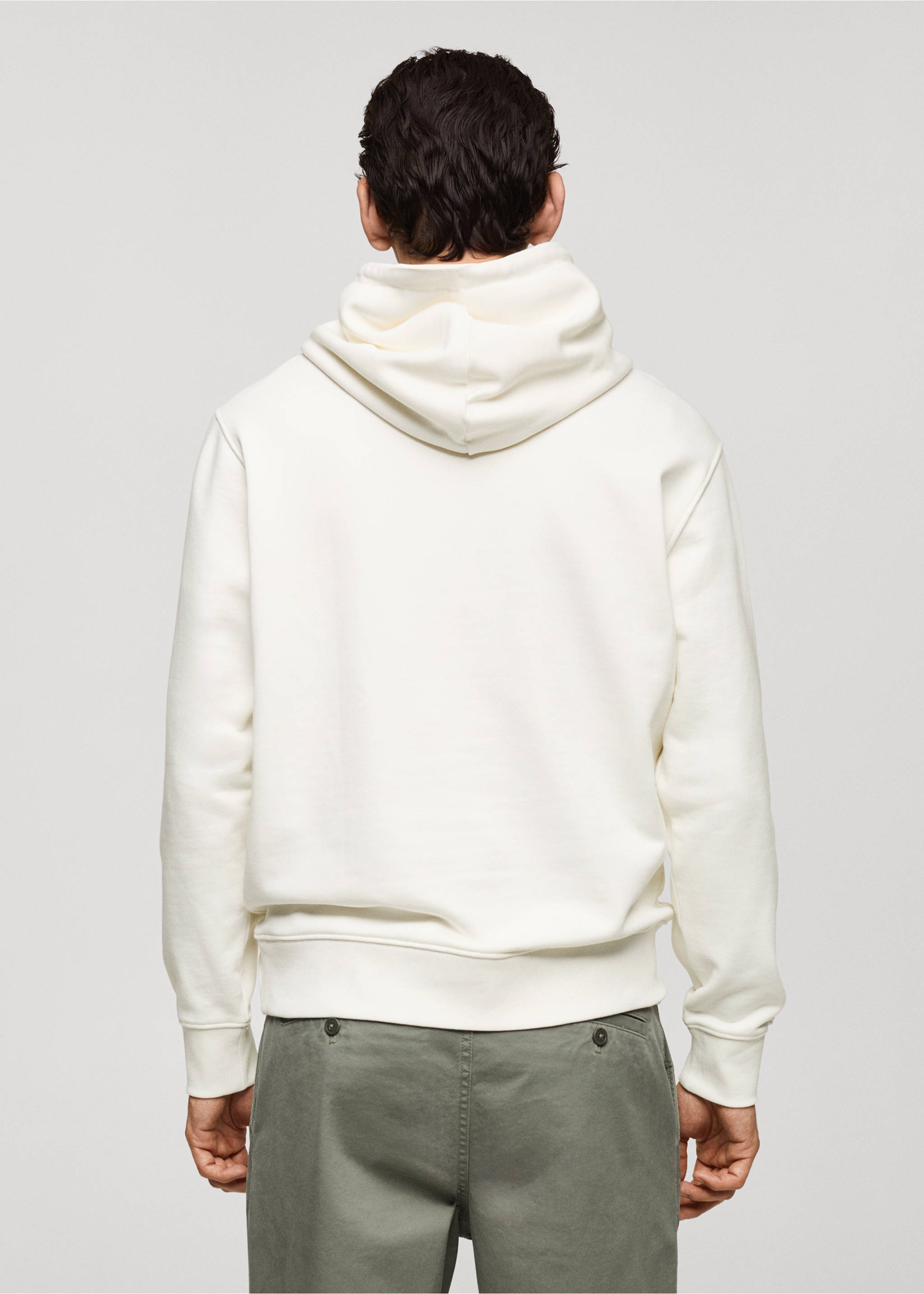 Sweat-shirt coton capuche regular-fit - Verso de l’article, Écru. Ref: 77025152-00.
