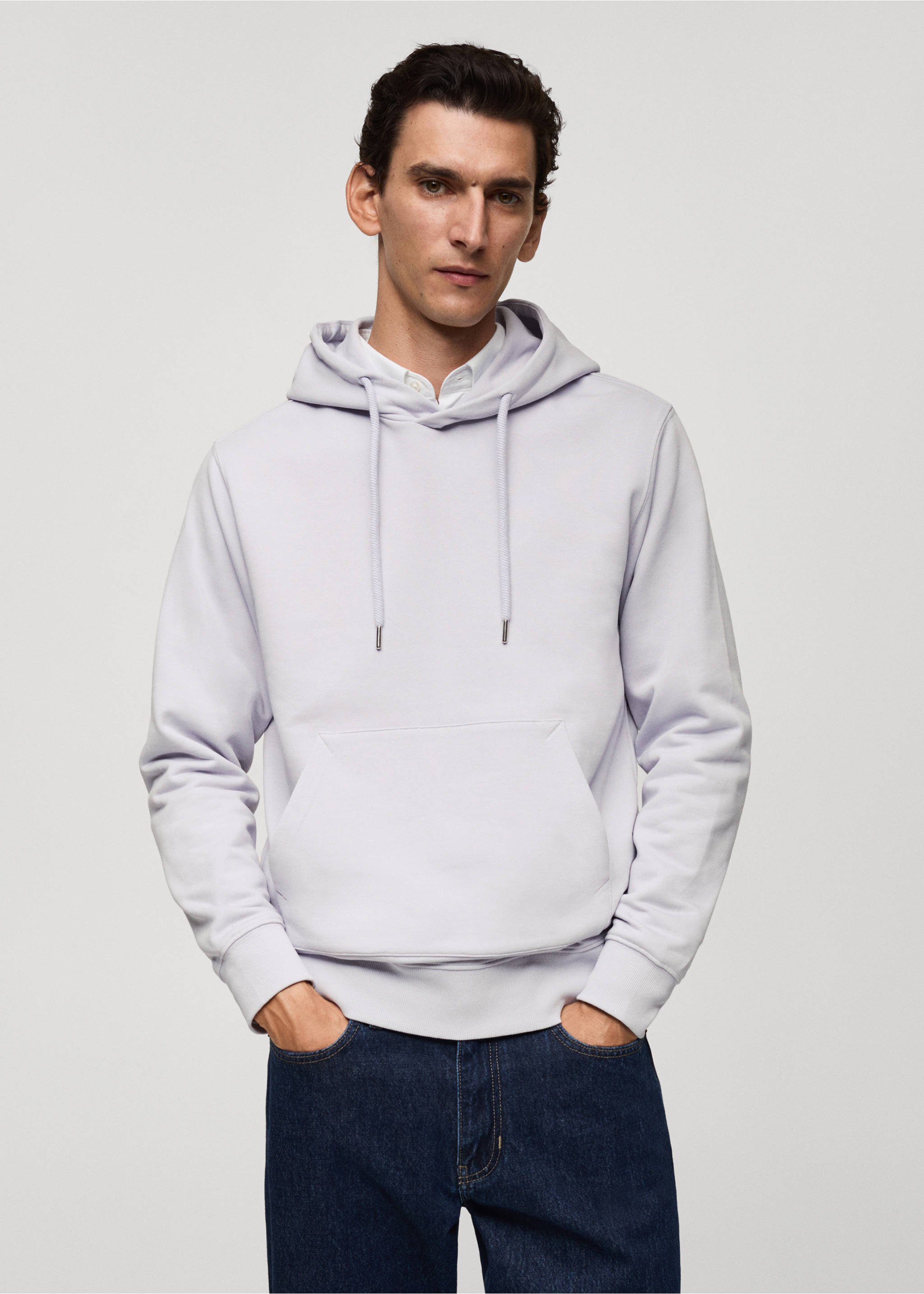 Sweat-shirt coton capuche regular-fit - Plan moyen, Lilas. Ref: 77025152-00.