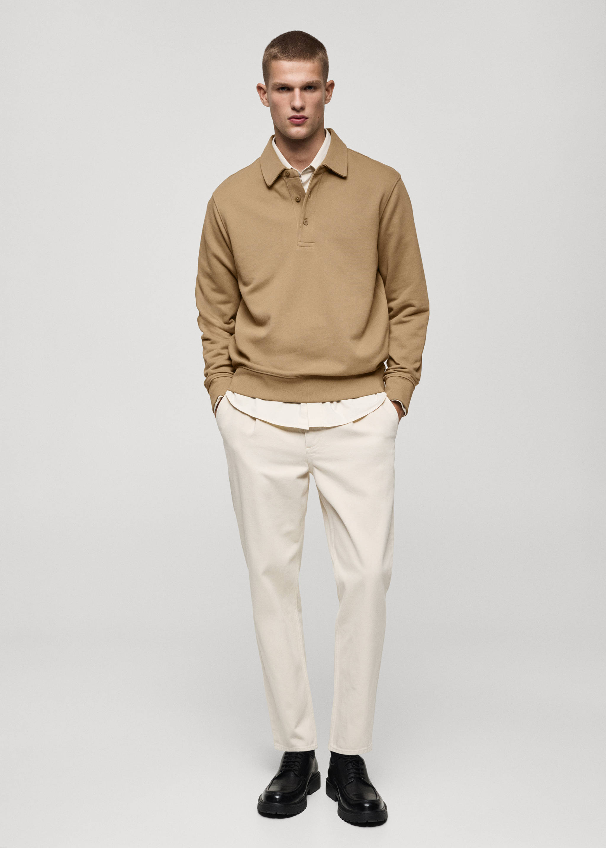 Polosweatshirt 100% katoen - Overzichtstekening