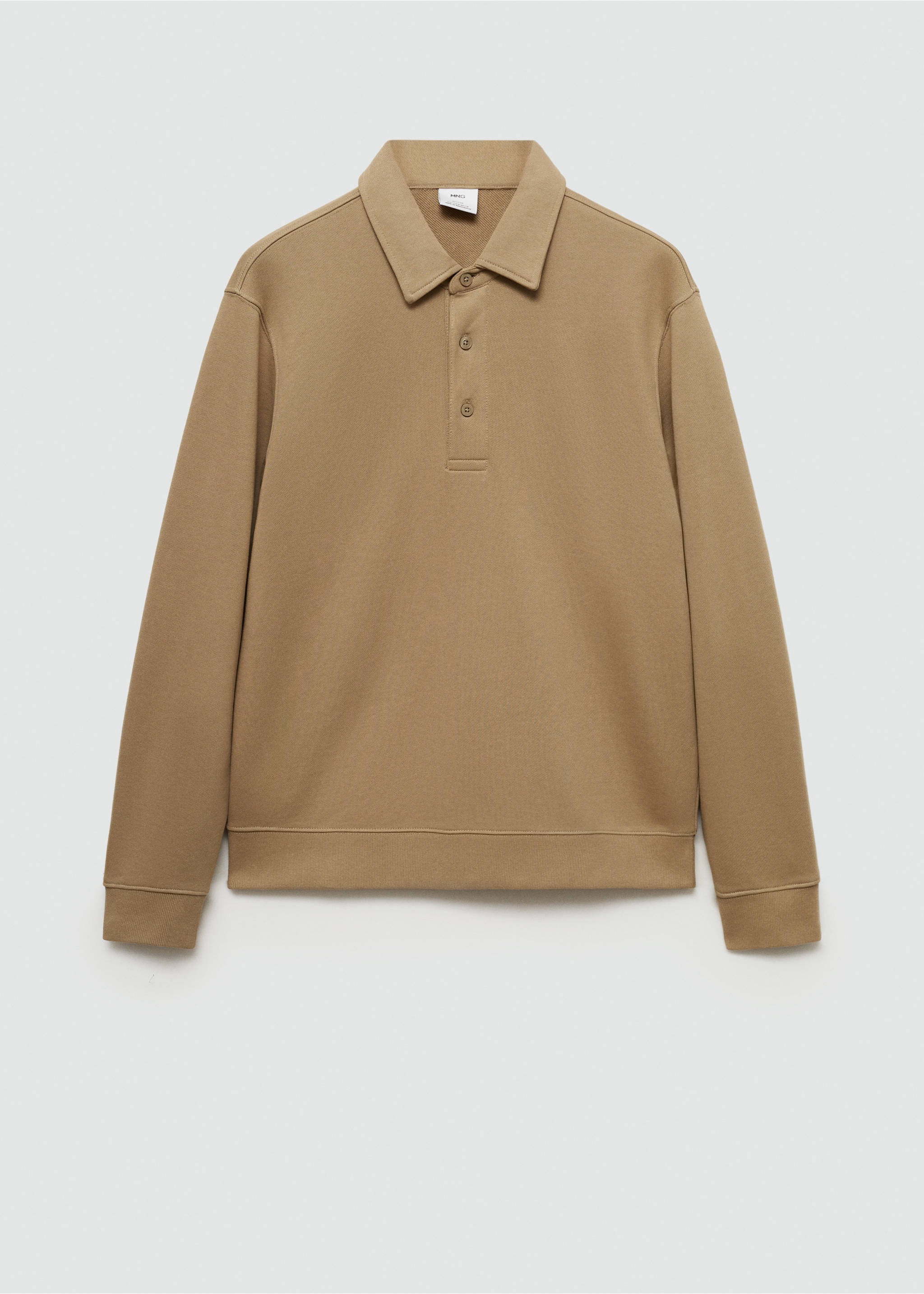 100% cotton polo sweatshirt - Article without model, Sand. Ref: 77025153-00.