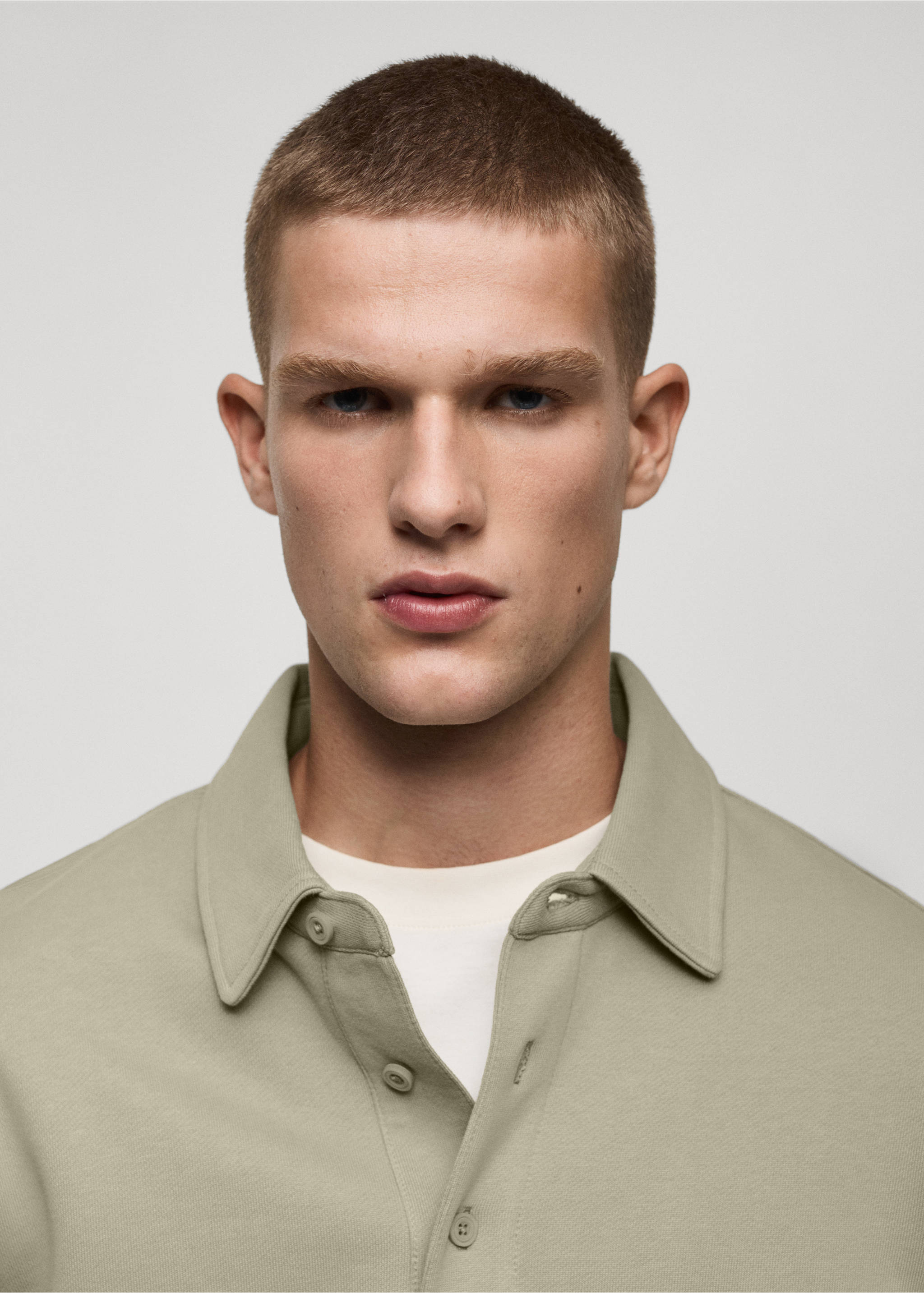 Polosweatshirt 100% katoen - Detail van het artikel 1, Kaki. Ref: 77025153-00.