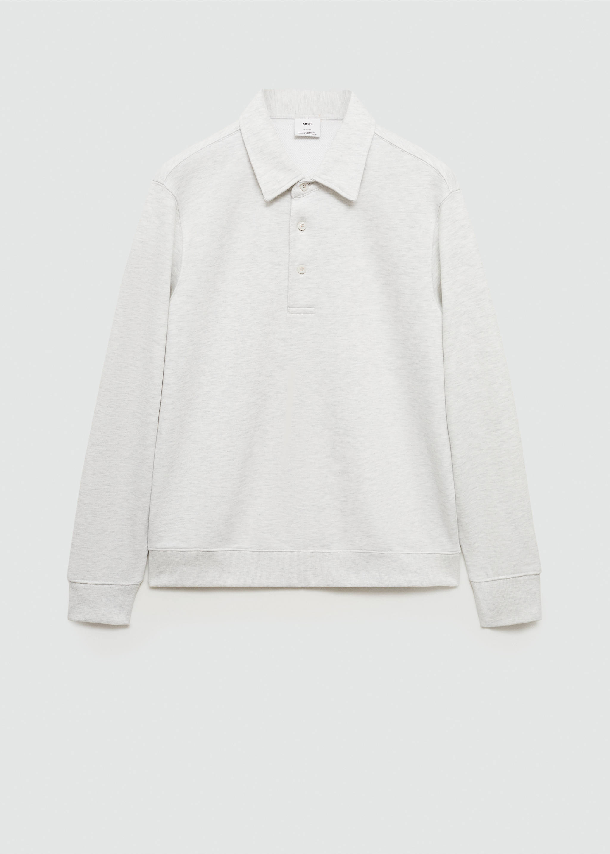 100% cotton polo sweatshirt - Article without model, Light Heather Grey. Ref: 77025153-00.