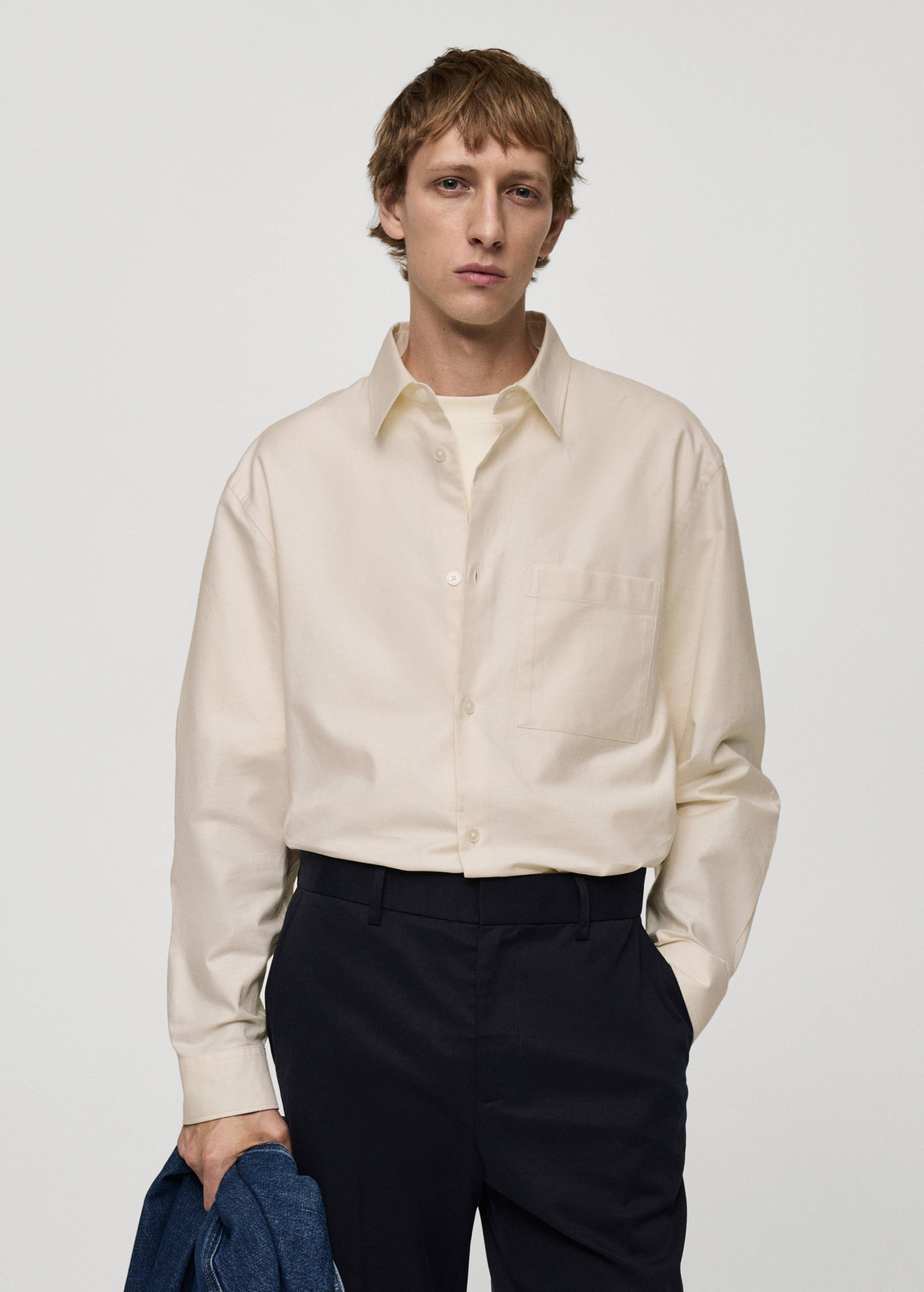 Relaxed-fit Oxford cotton shirt - Medium plane
