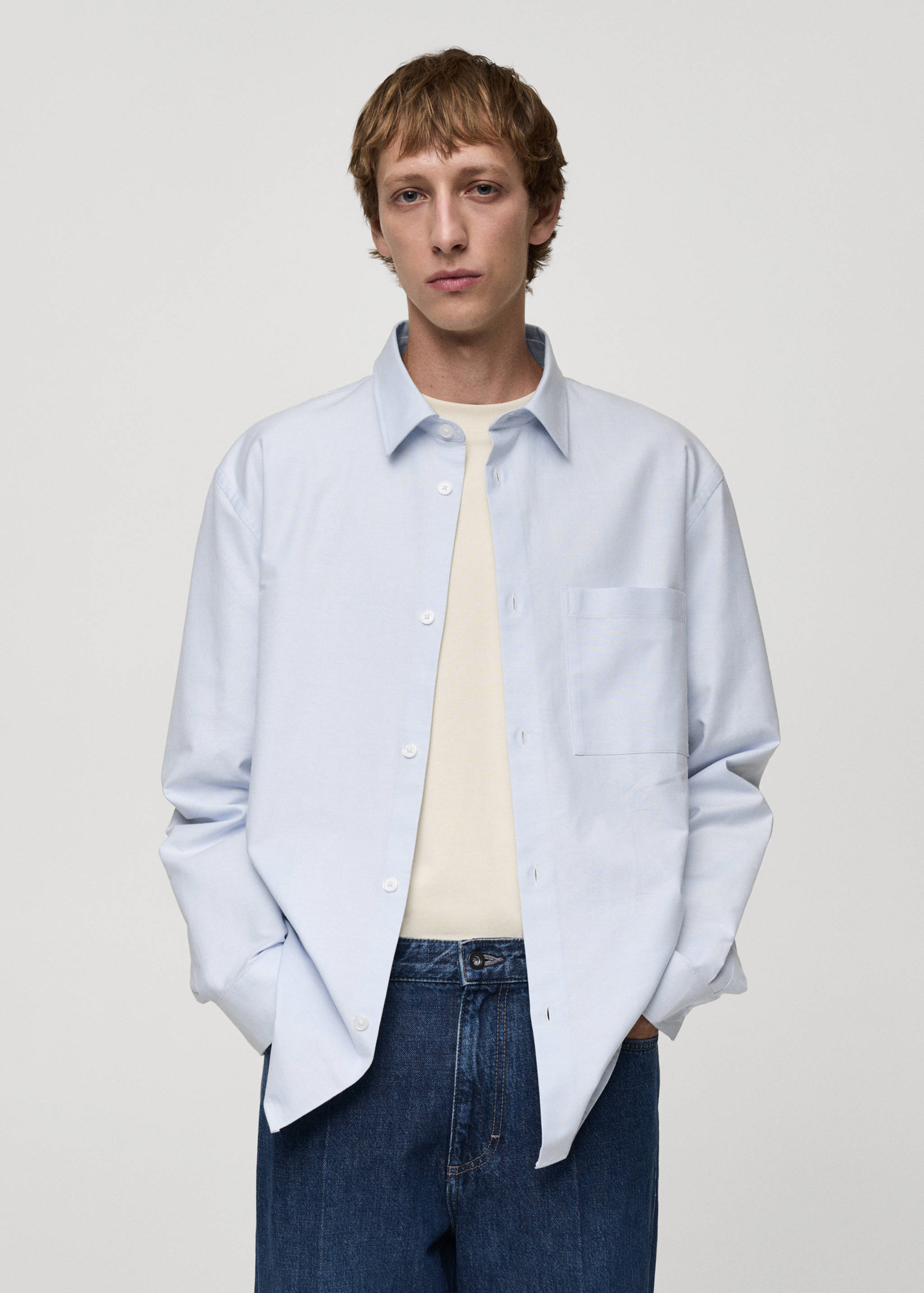 Relaxed-fit Oxford cotton shirt - Medium plane