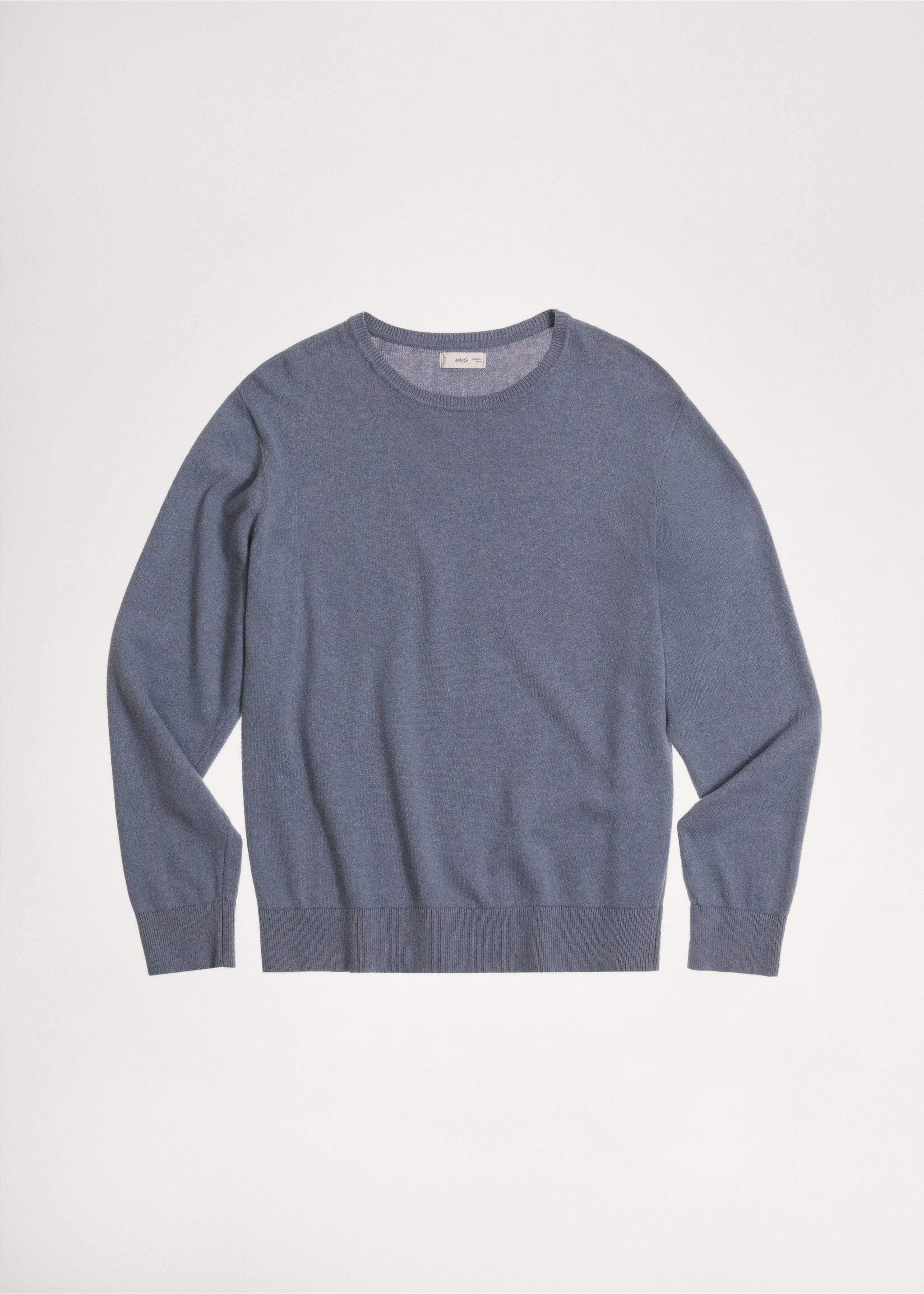 Round-neck knitted sweater - Details of the article 7, Blue. Ref: 77025634-00.