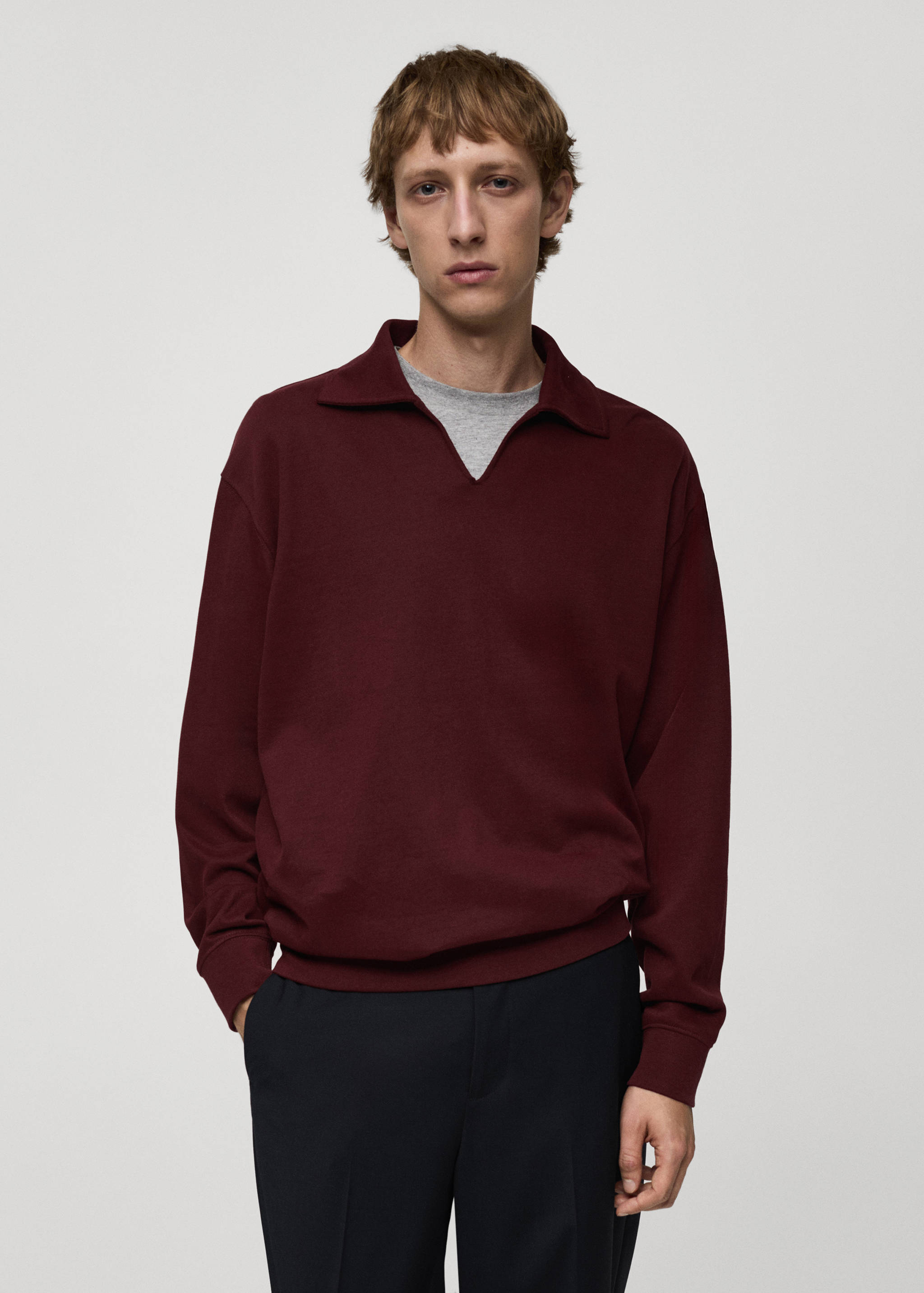 Oversized relaxed-fit polo-neck sweatshirt - Medium plane