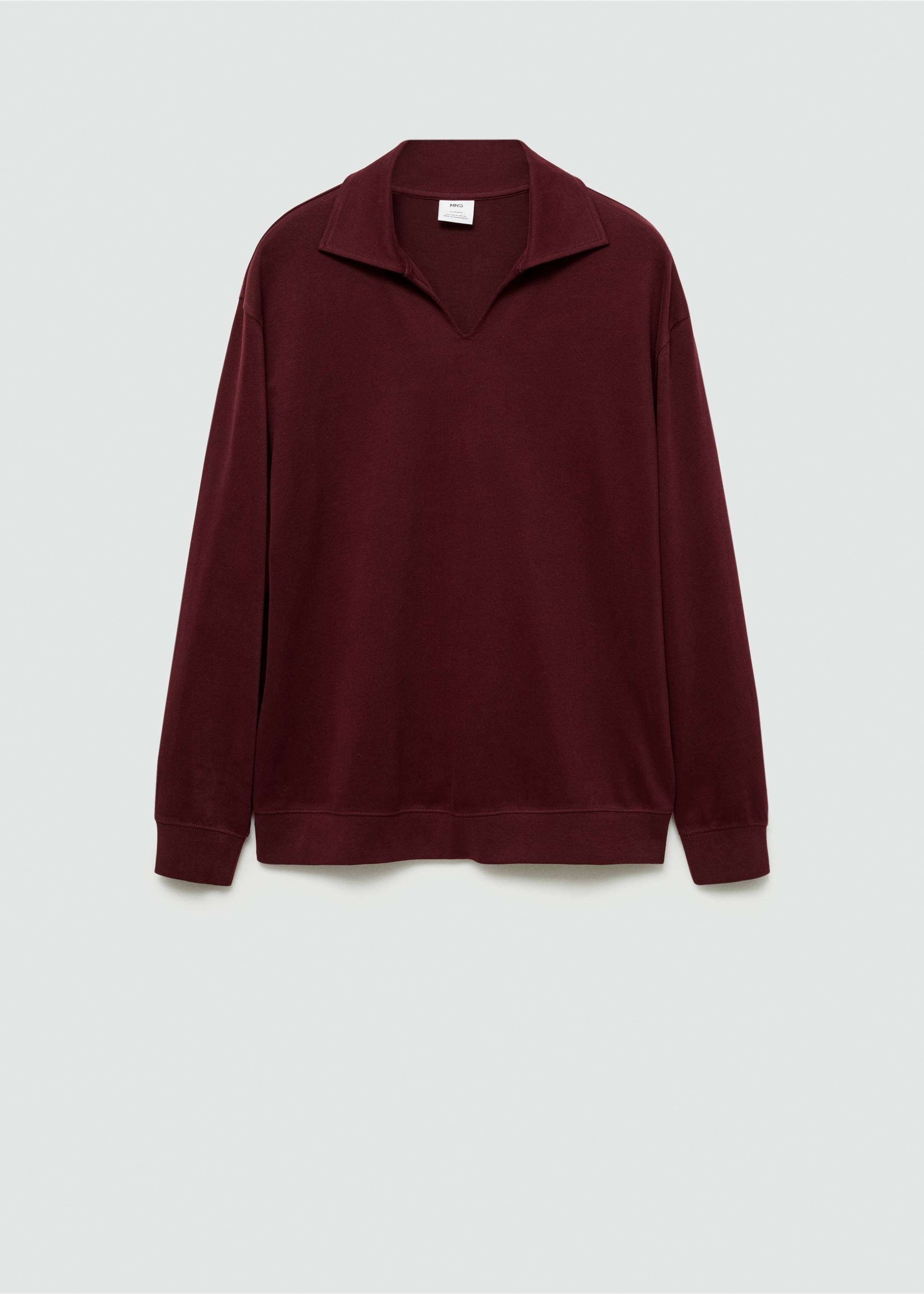 Oversized relaxed-fit polo-neck sweatshirt - Article without model, Burgundy. Ref: 77025641-00.