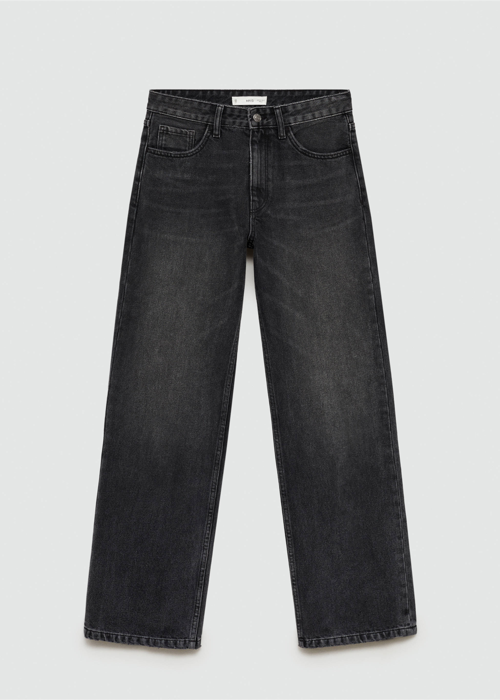Mid-rise straight jeans - Article without model, Black denim. Ref: 77025653-00.