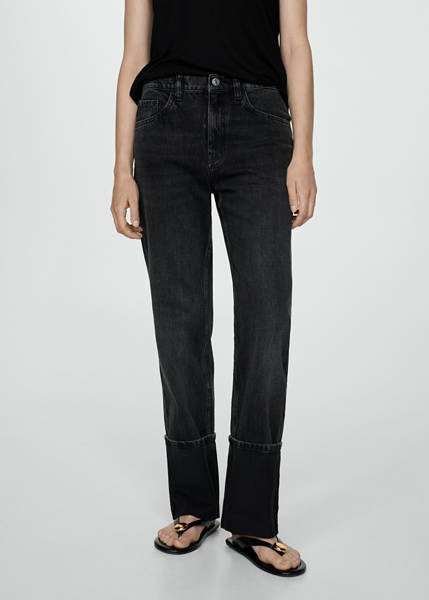 Mango Turned-Up Straight Jeans