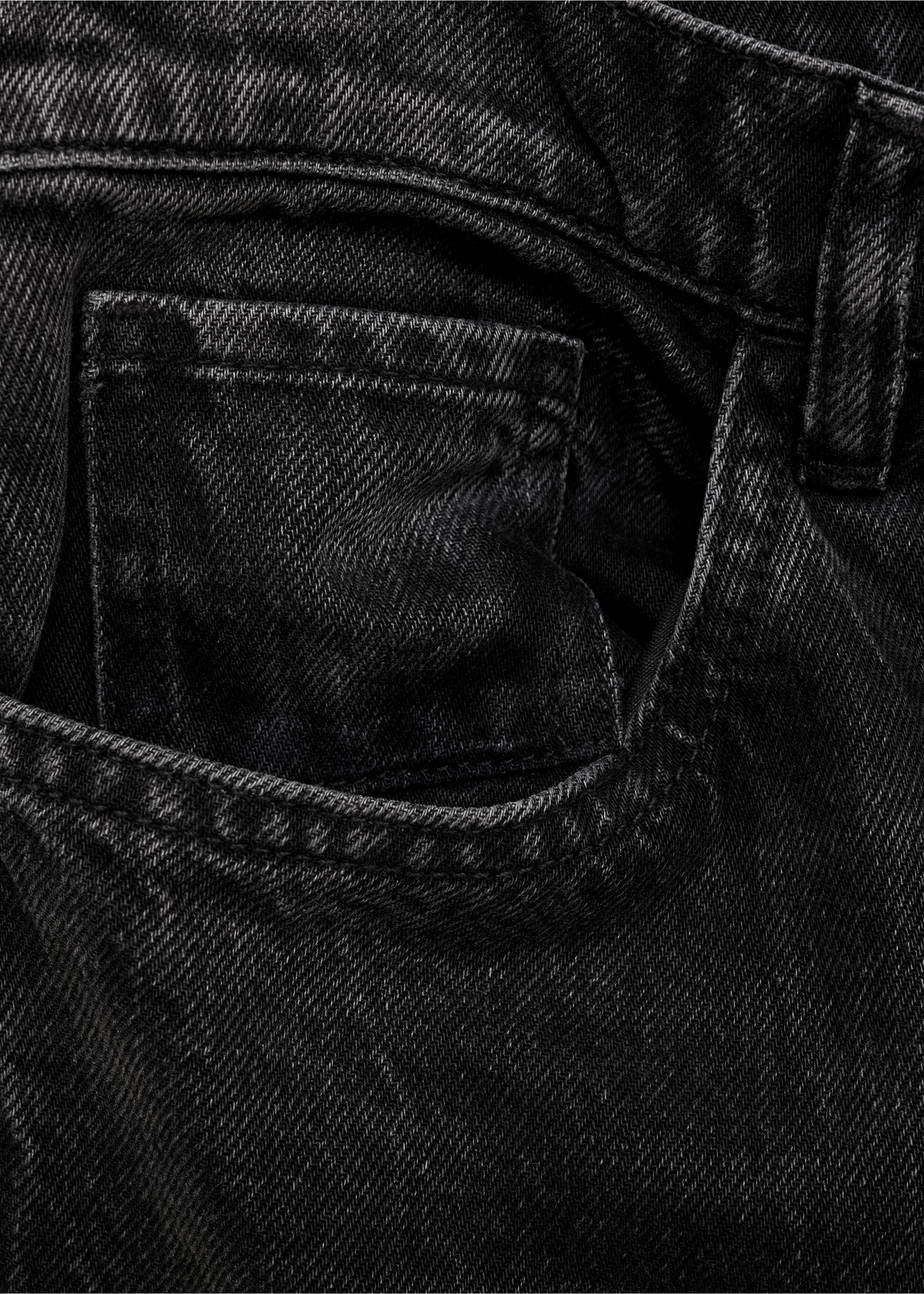 Turned-up straight jeans - Details of the article 0, Black denim. Ref: 77025654-00.