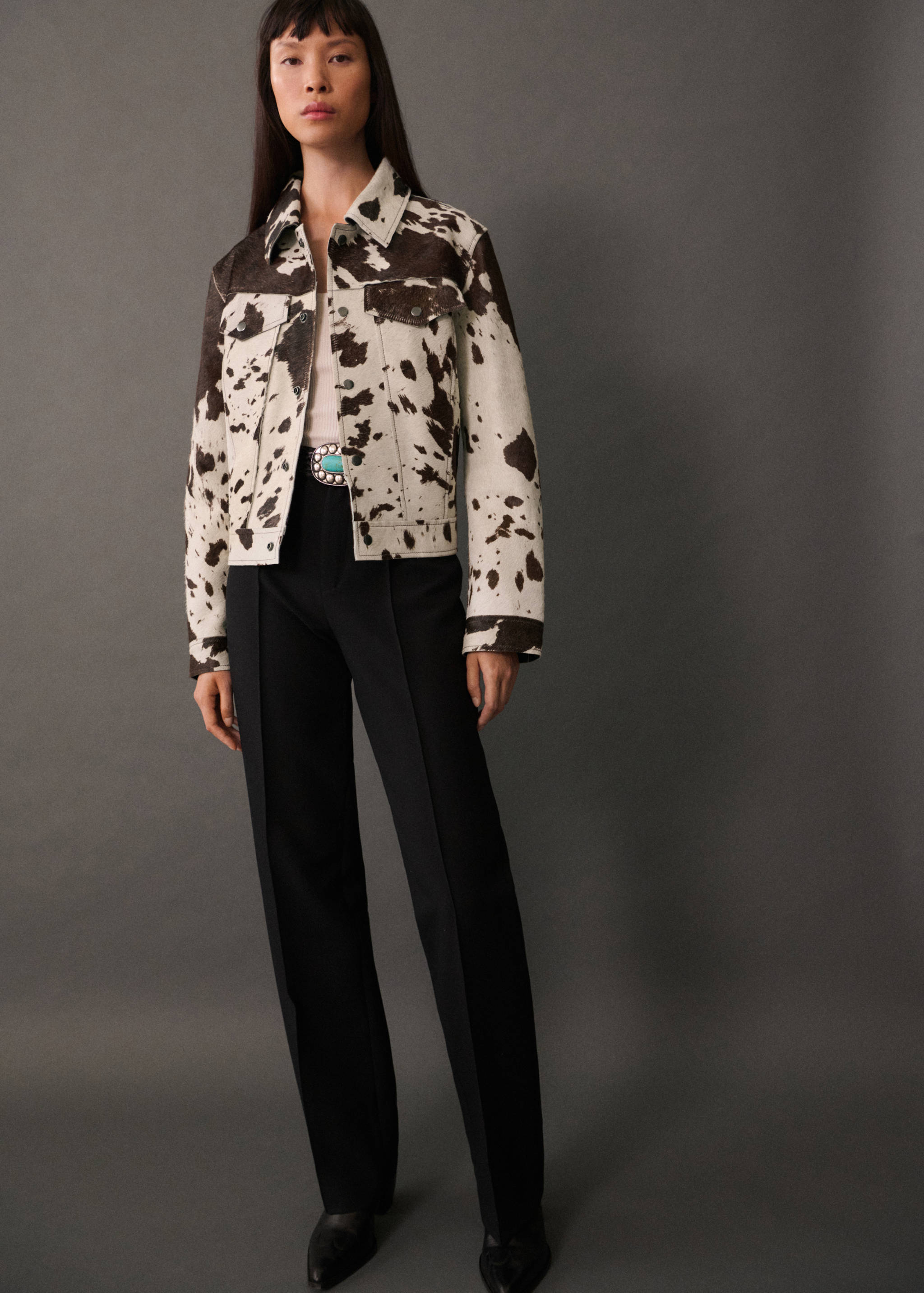 Veste 100 % cuir imitation fourrure - Plan général