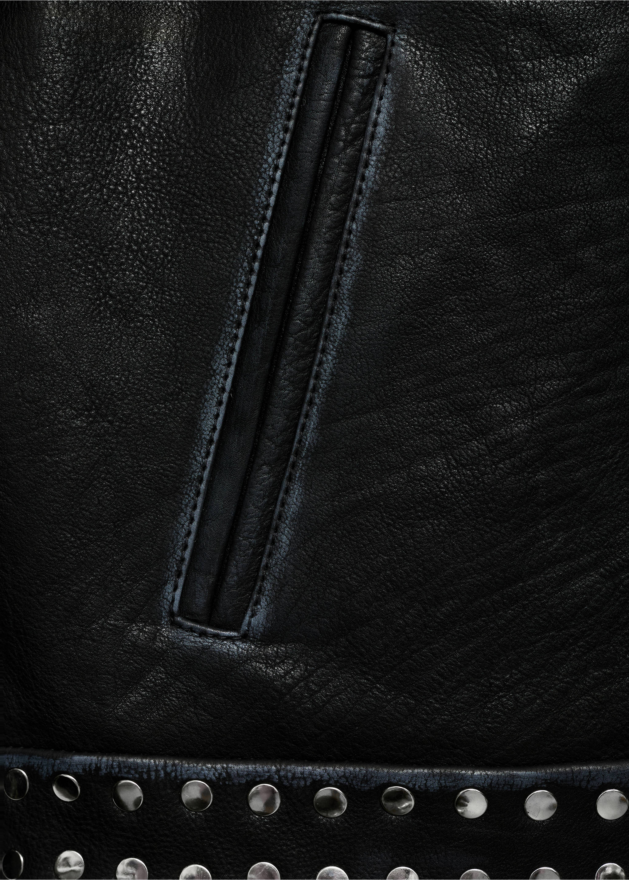 Studded leather jacket - Details of the article 0, Black. Ref: 77025659-00.