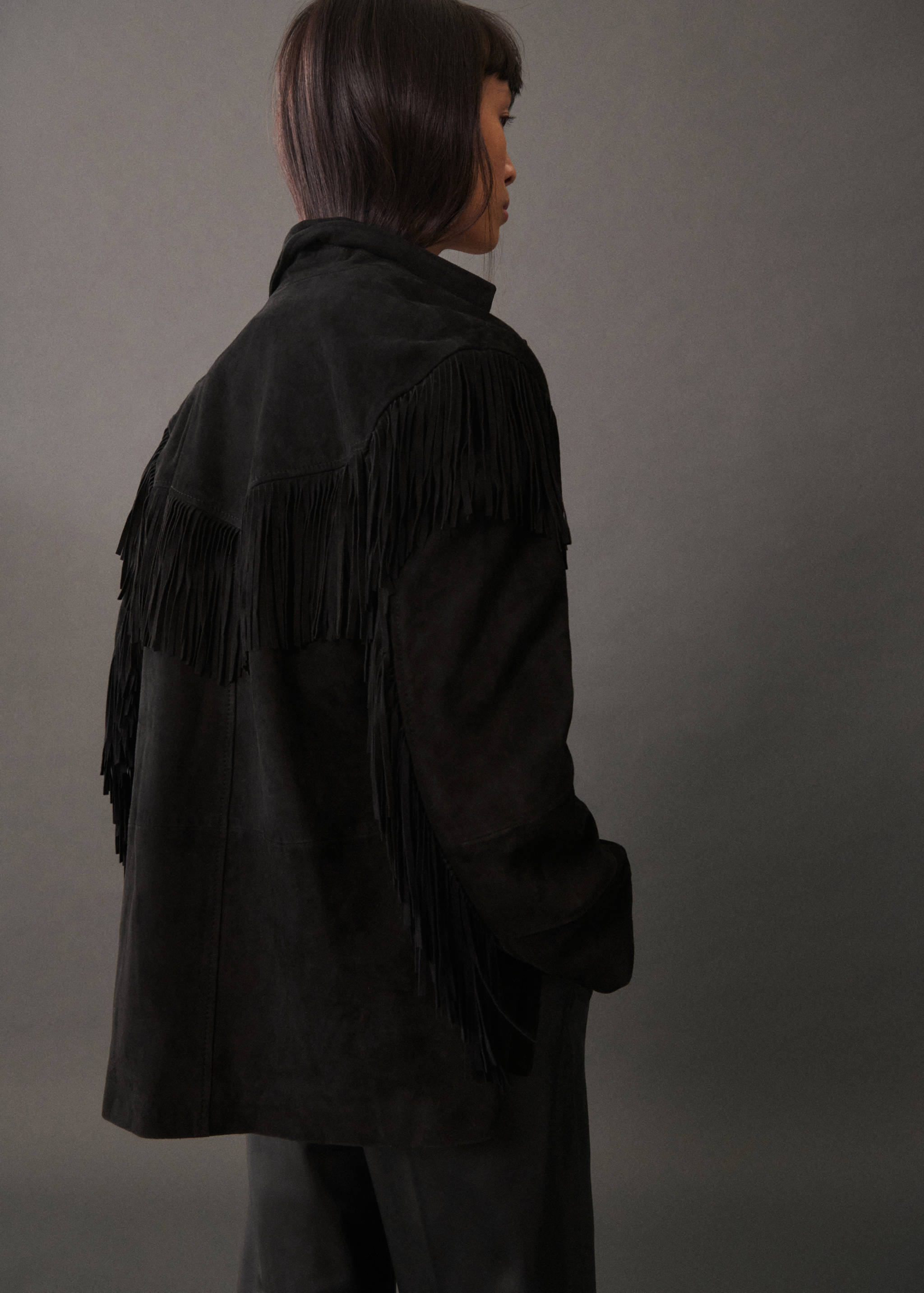 100% leather fringed jacket - Reverse of the article