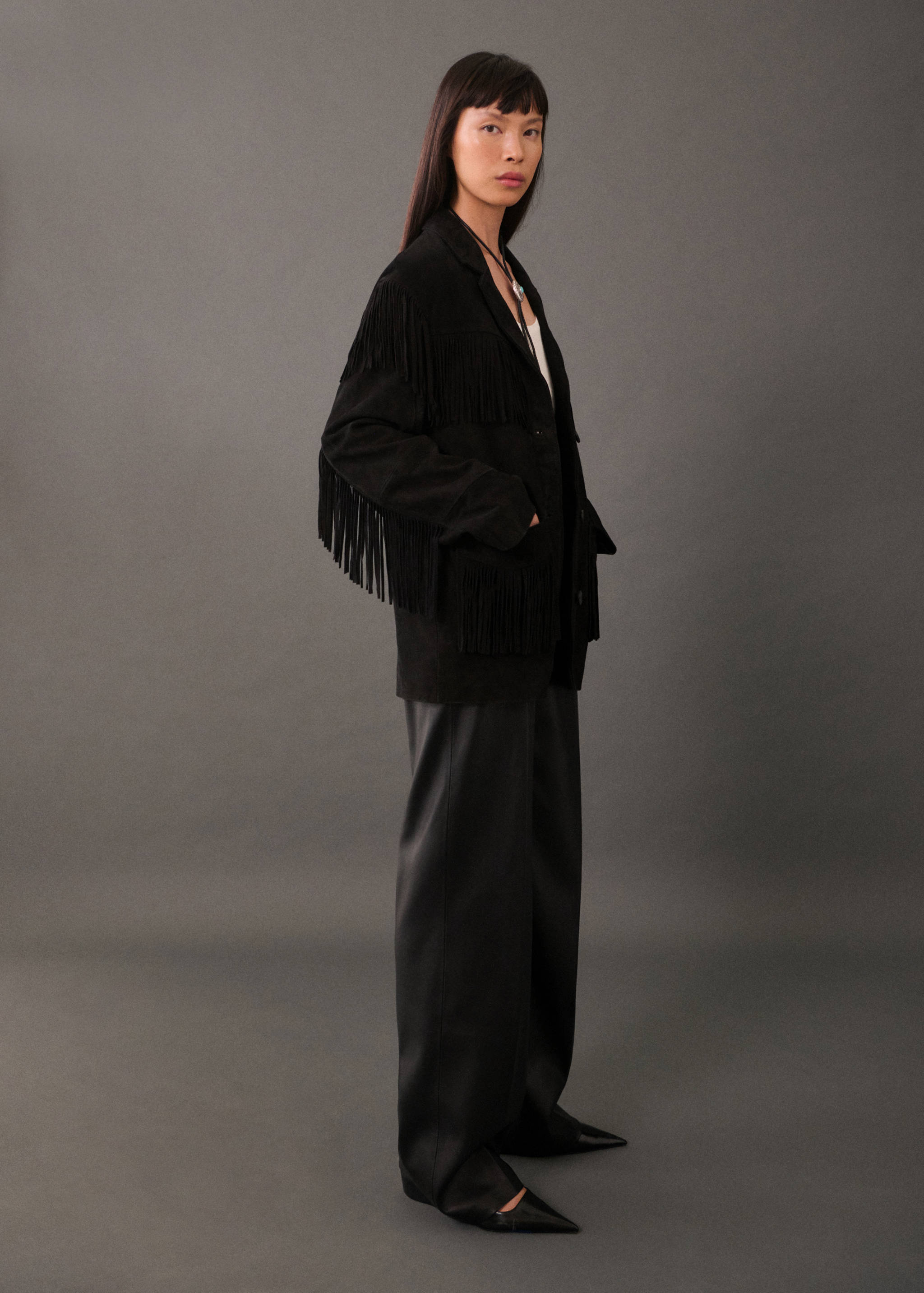 100% leather fringed jacket - Details of the article 2