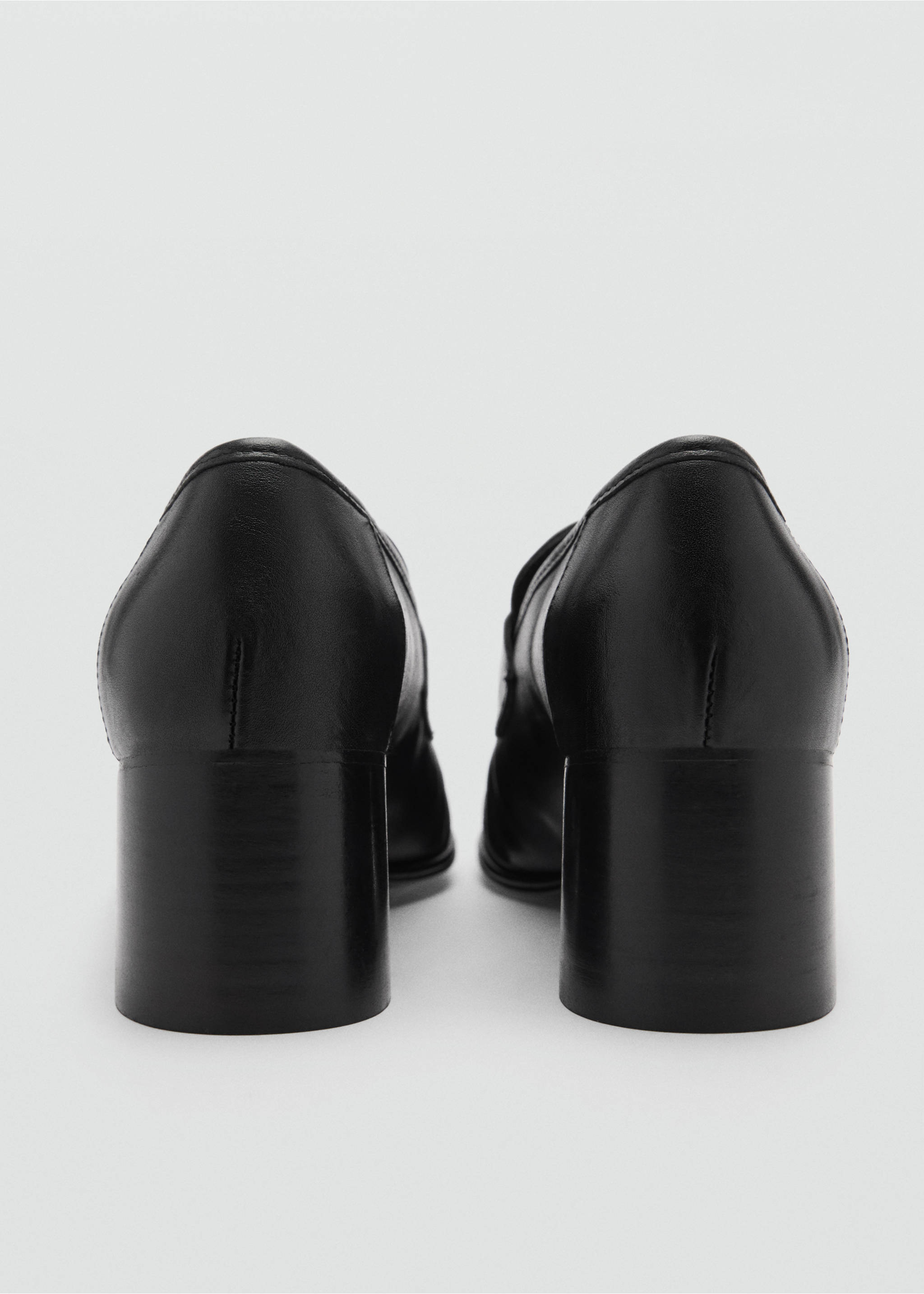 Heeled leather loafers with pleat detail - Details of the article 1, Black. Ref: 77025665-00.
