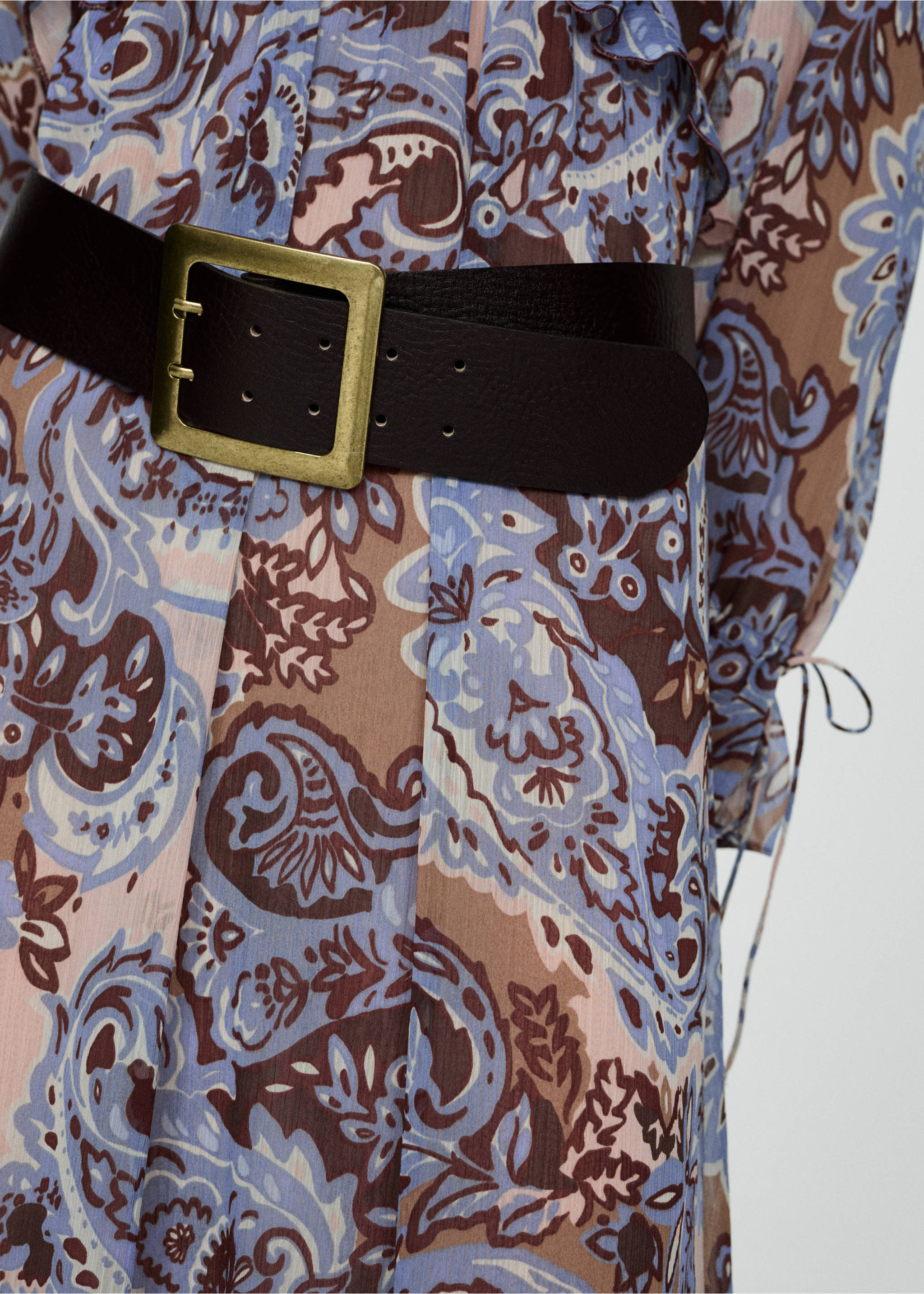 Paisley dress with ruffles - Details of the article 6, Blue. Ref: 77025674-00.