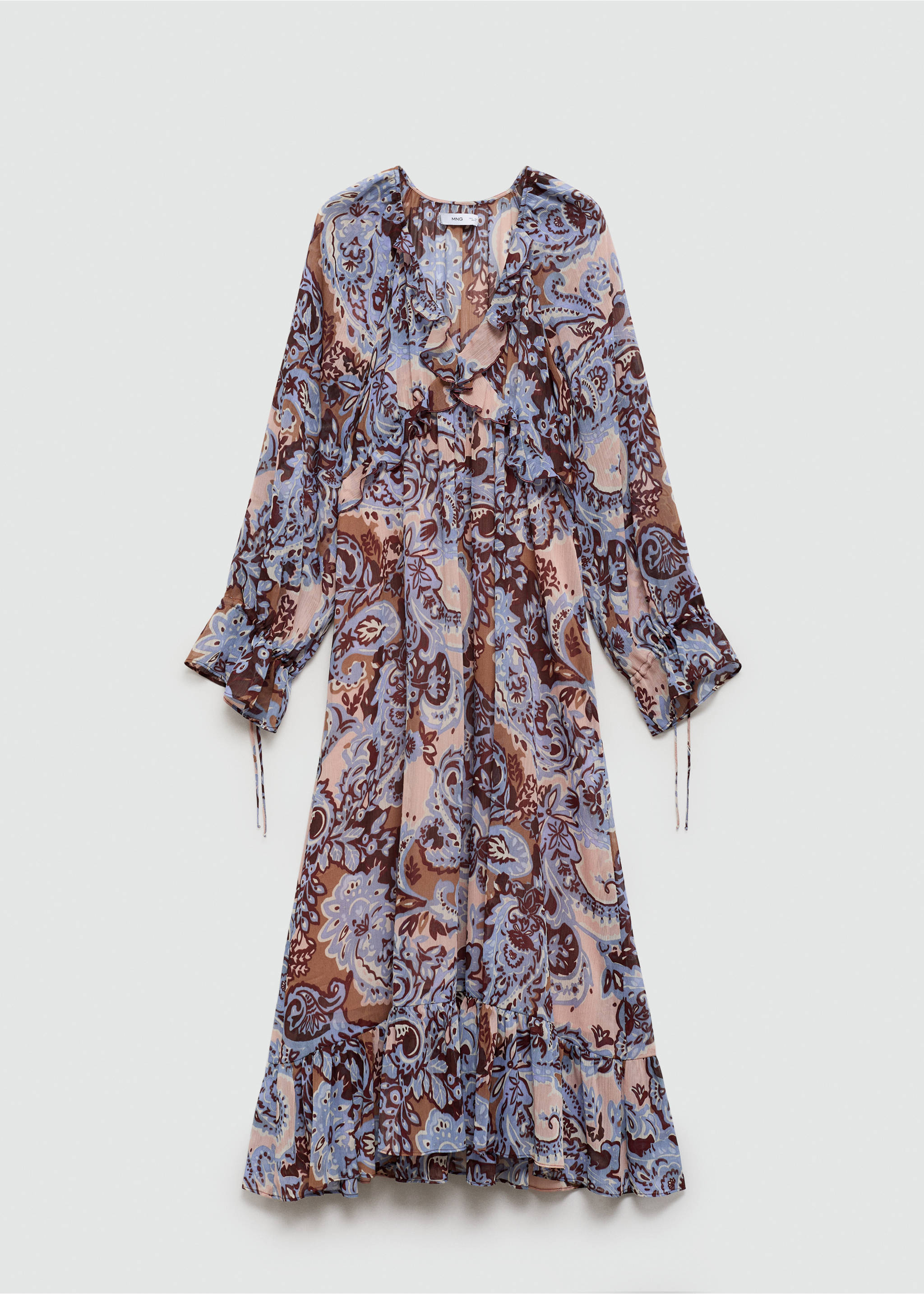 Paisley dress with ruffles - Article without model, Blue. Ref: 77025674-00.