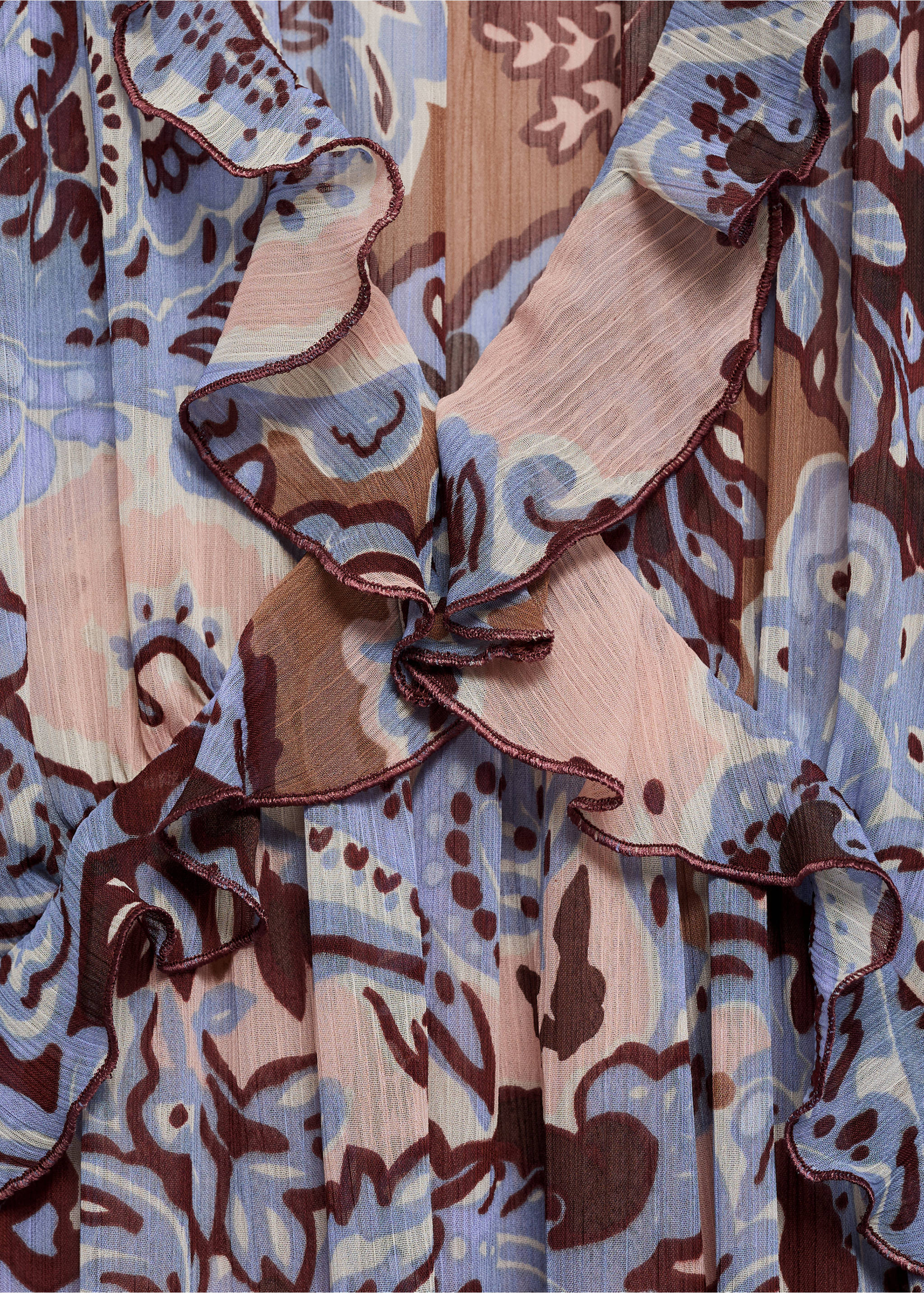 Paisley dress with ruffles - Details of the article 8, Blue. Ref: 77025674-00.