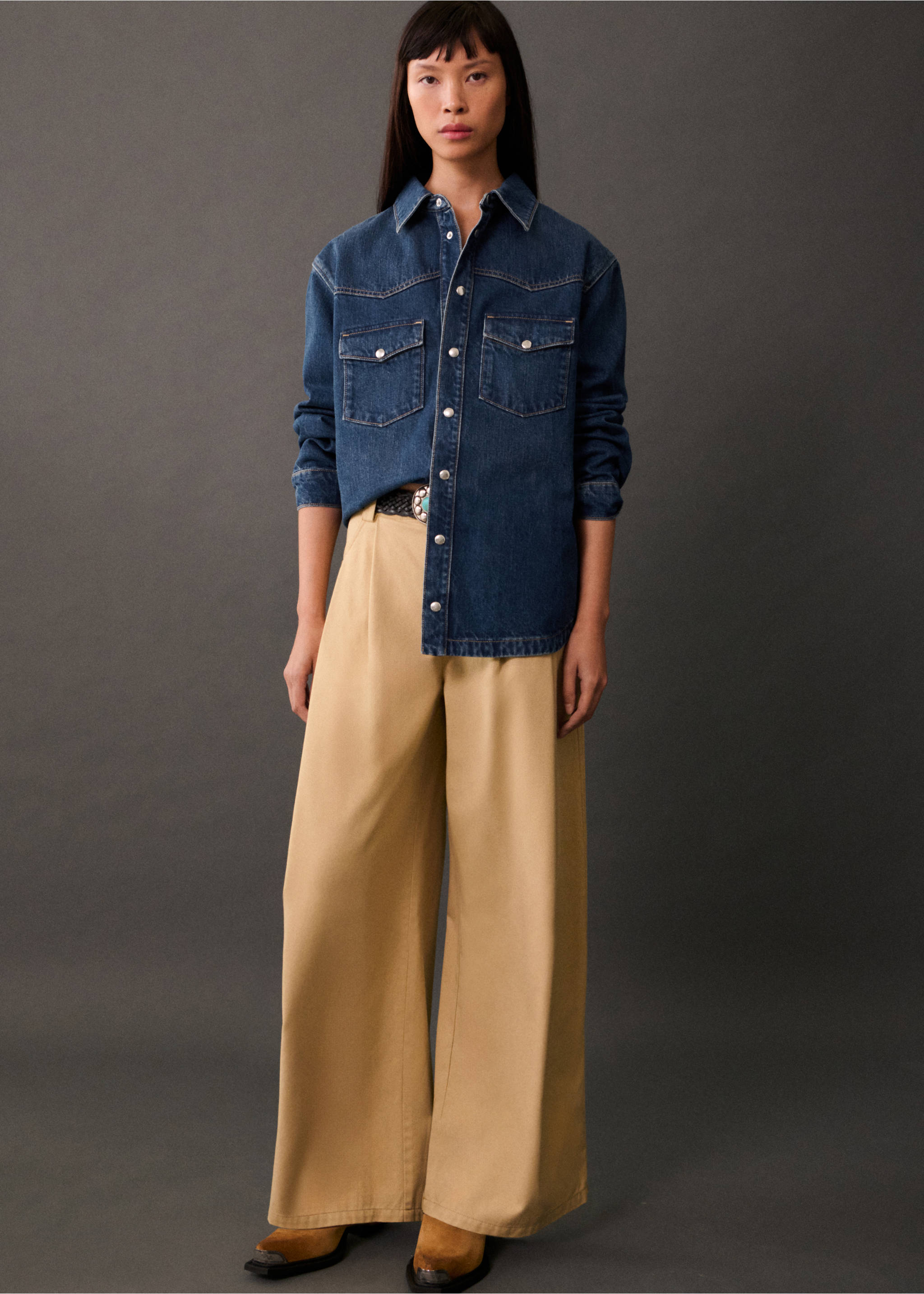 Oversized denim overshirt - General plane, Dark Blue. Ref: 77025675-00.