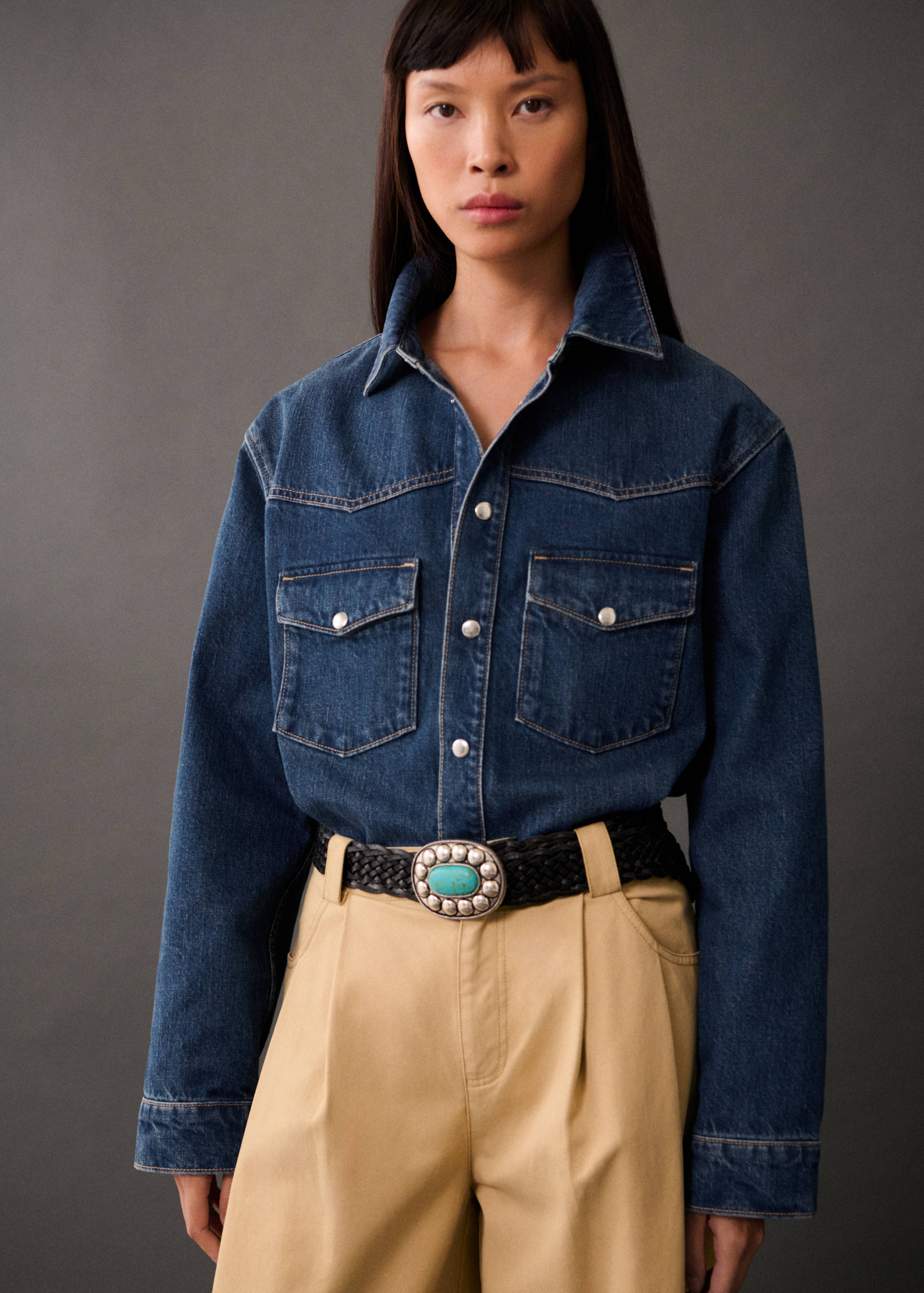 Oversized denim overshirt - Medium plane