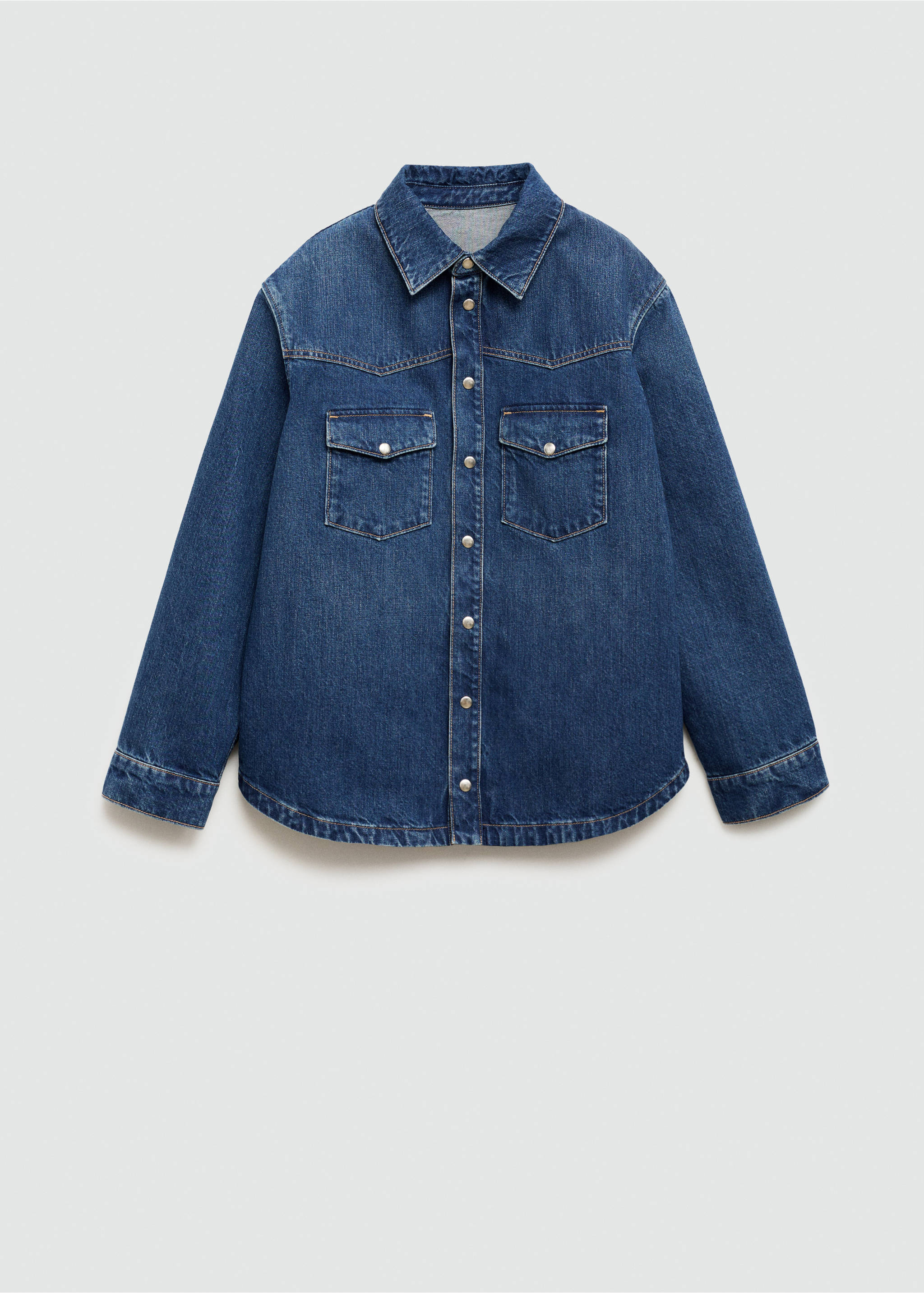 Oversized denim overshirt - Article without model, Dark Blue. Ref: 77025675-00.