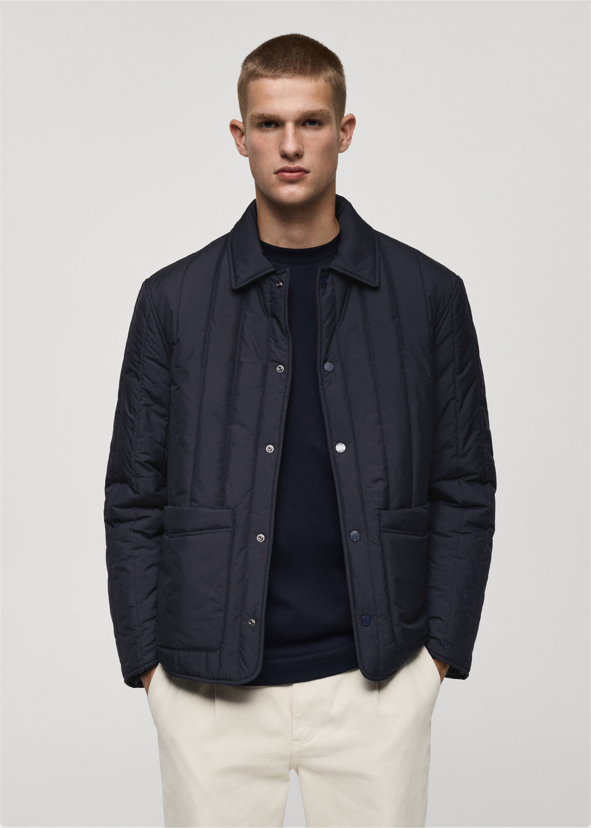 Water-repellent padded jacket - Medium plane, Dark Navy. Ref: 77025965-00.