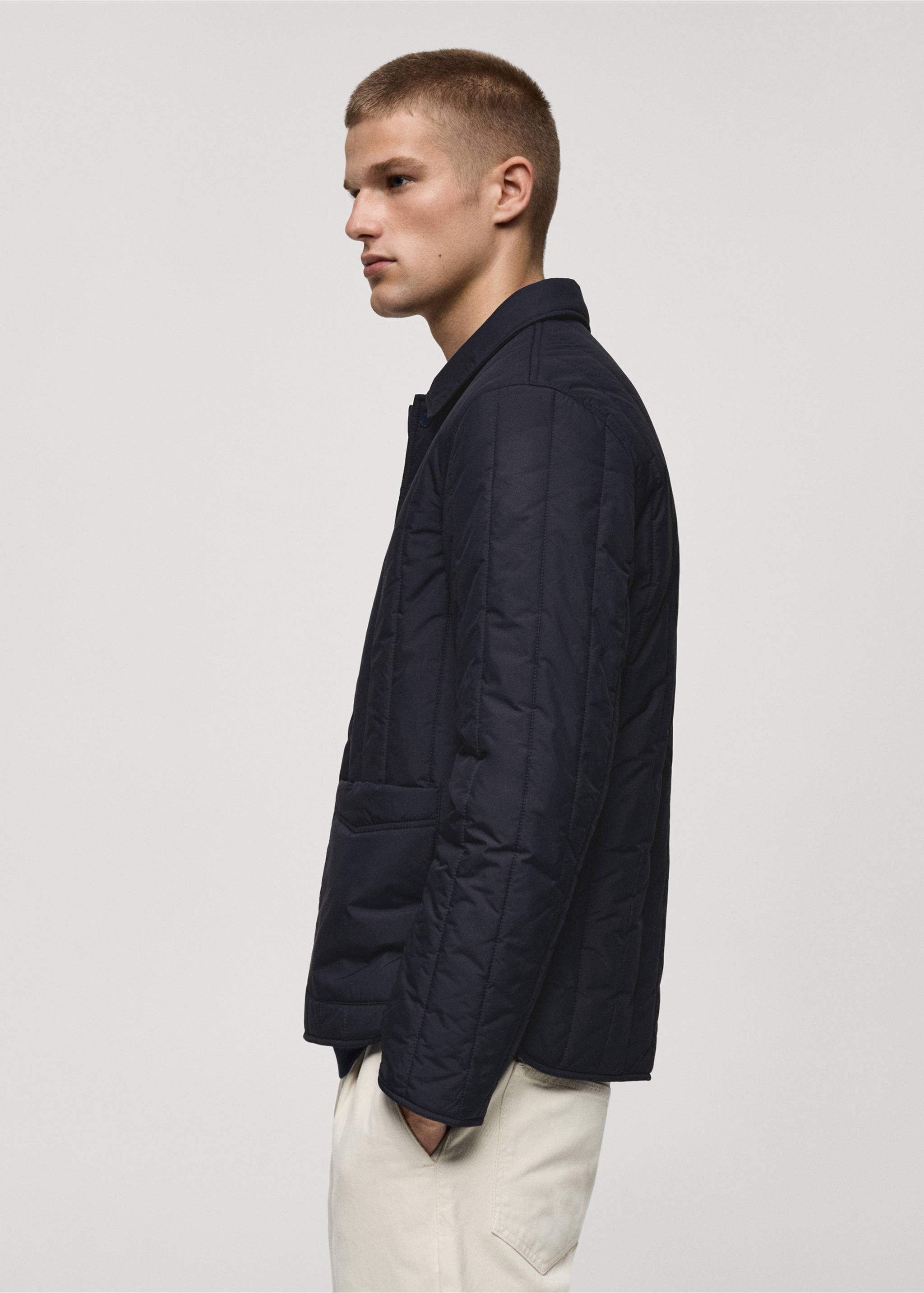 Water-repellent padded jacket - Details of the article 2, Dark Navy. Ref: 77025965-00.