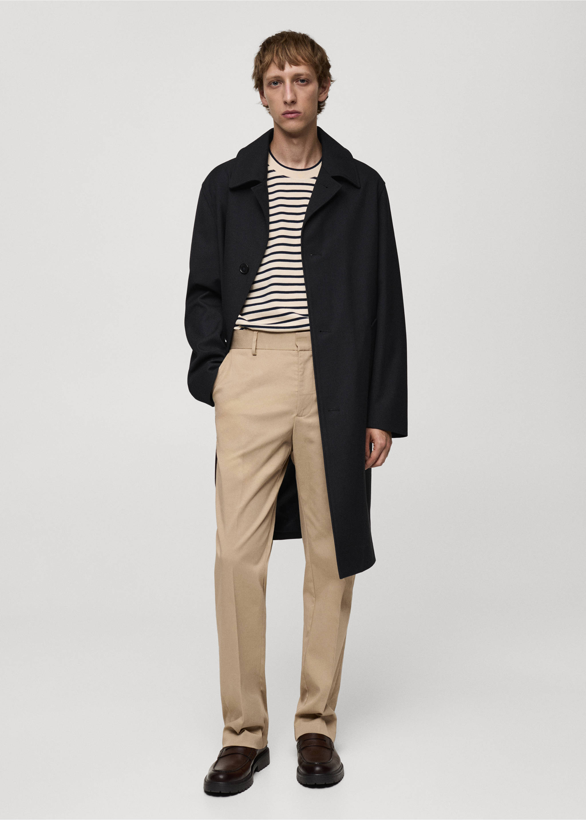 Regular-fit tencel cotton trousers - General plane, Medium Brown. Ref: 77025967-00.