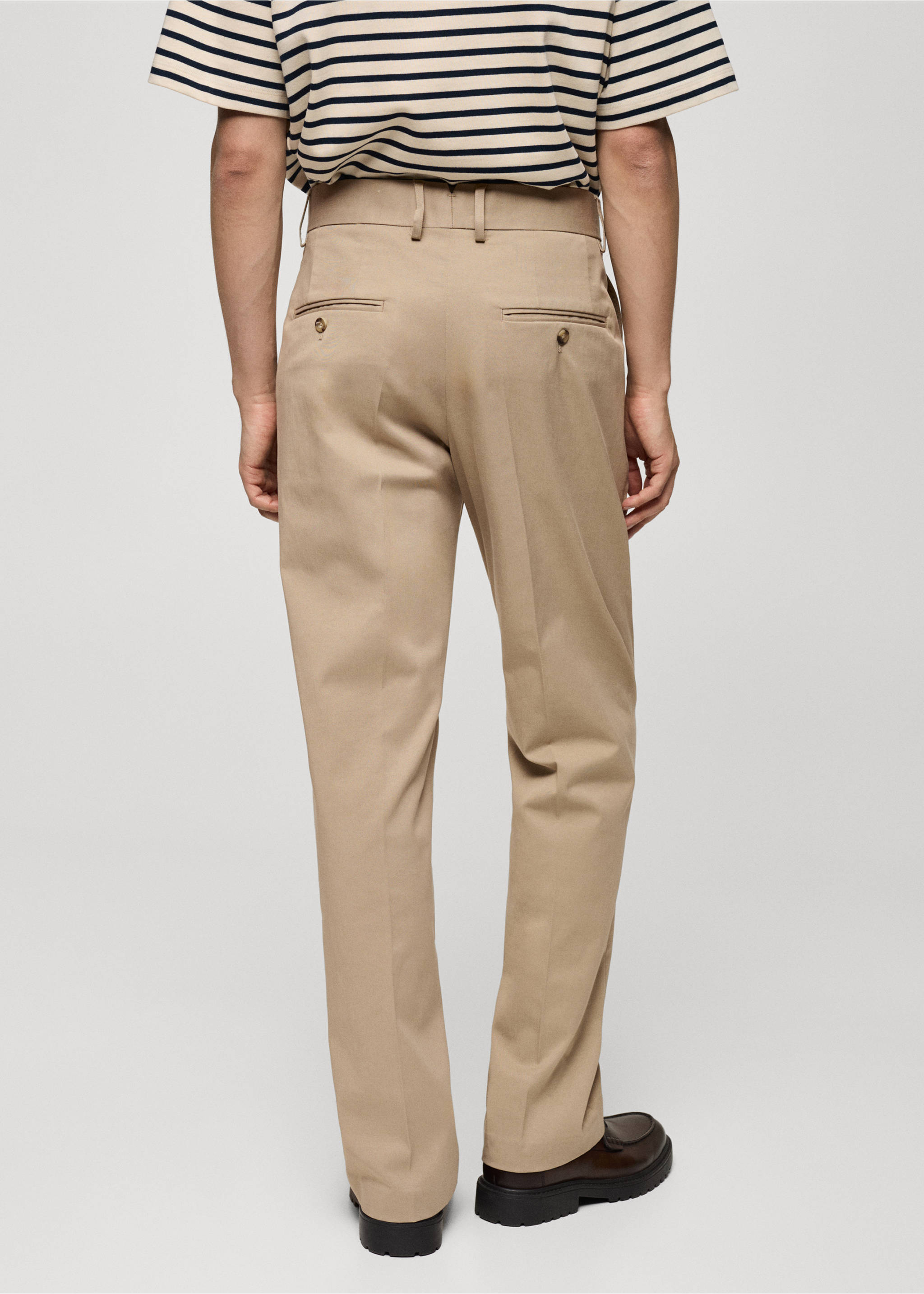 Regular-fit tencel cotton trousers - Reverse of the article, Medium Brown. Ref: 77025967-00.