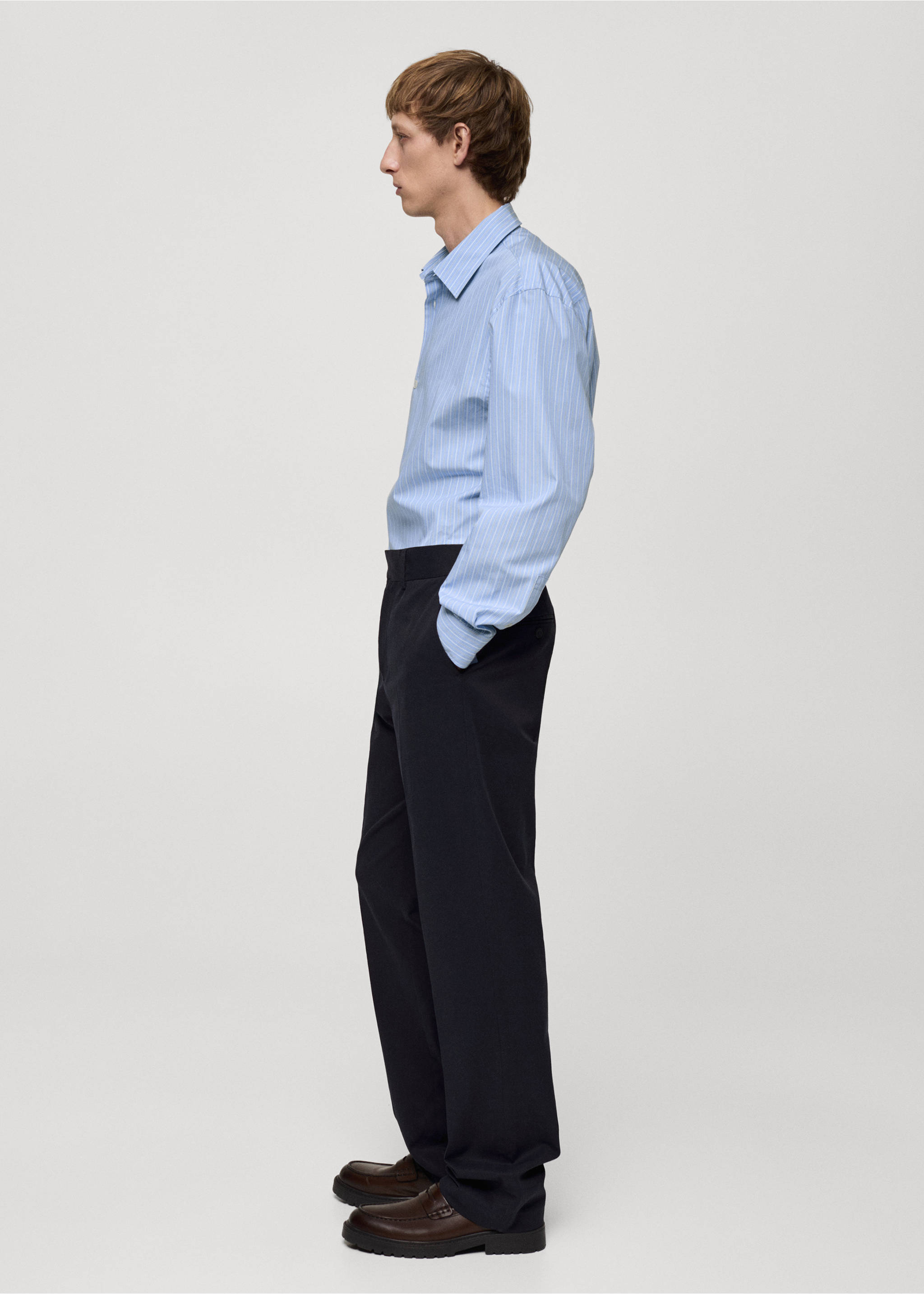 Pantalón regular fit algodón tencel - Detalle del artículo 3, Azul marino oscuro. Ref: 77025967-00.