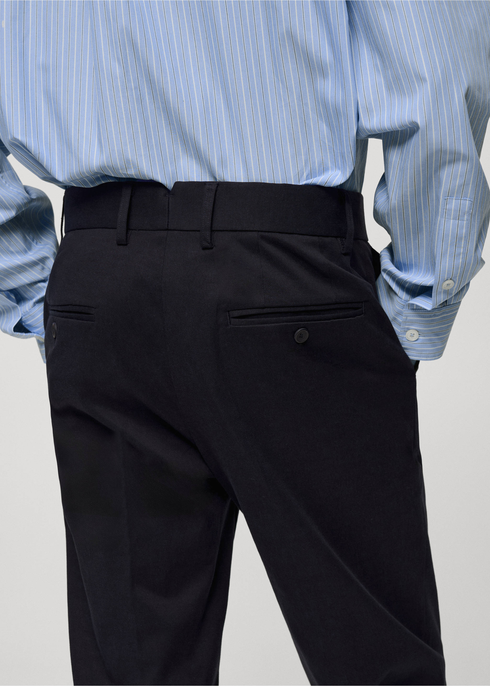 Pantalón regular fit algodón tencel - Detalle del artículo 2, Azul marino oscuro. Ref: 77025967-00.