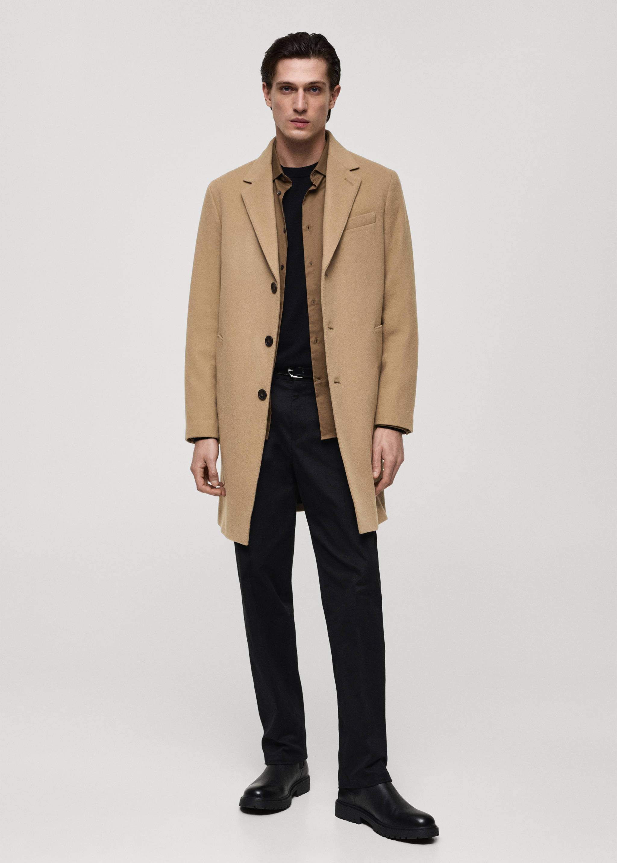 Long recycled wool coat - General plane