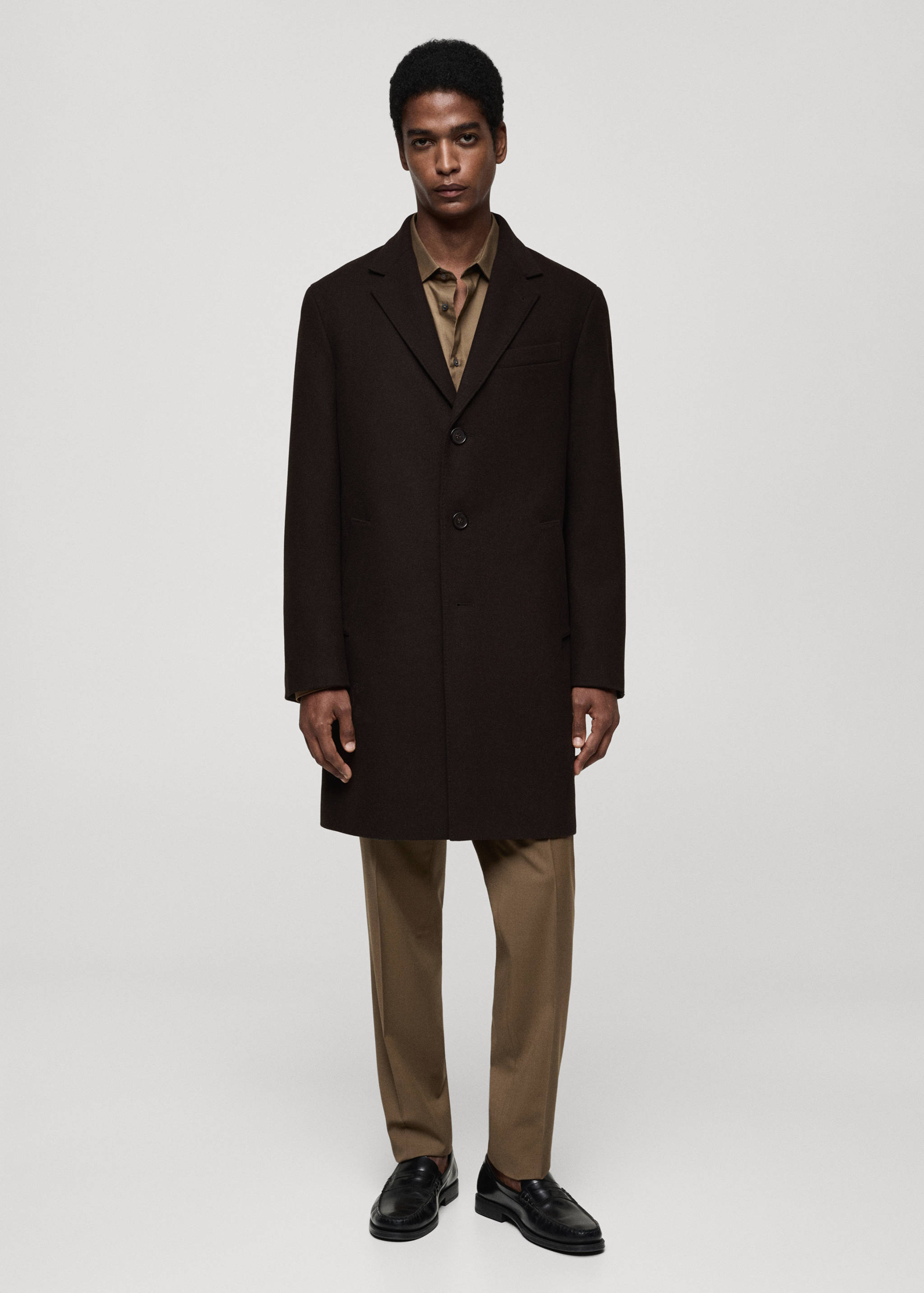 Long recycled wool coat - General plane