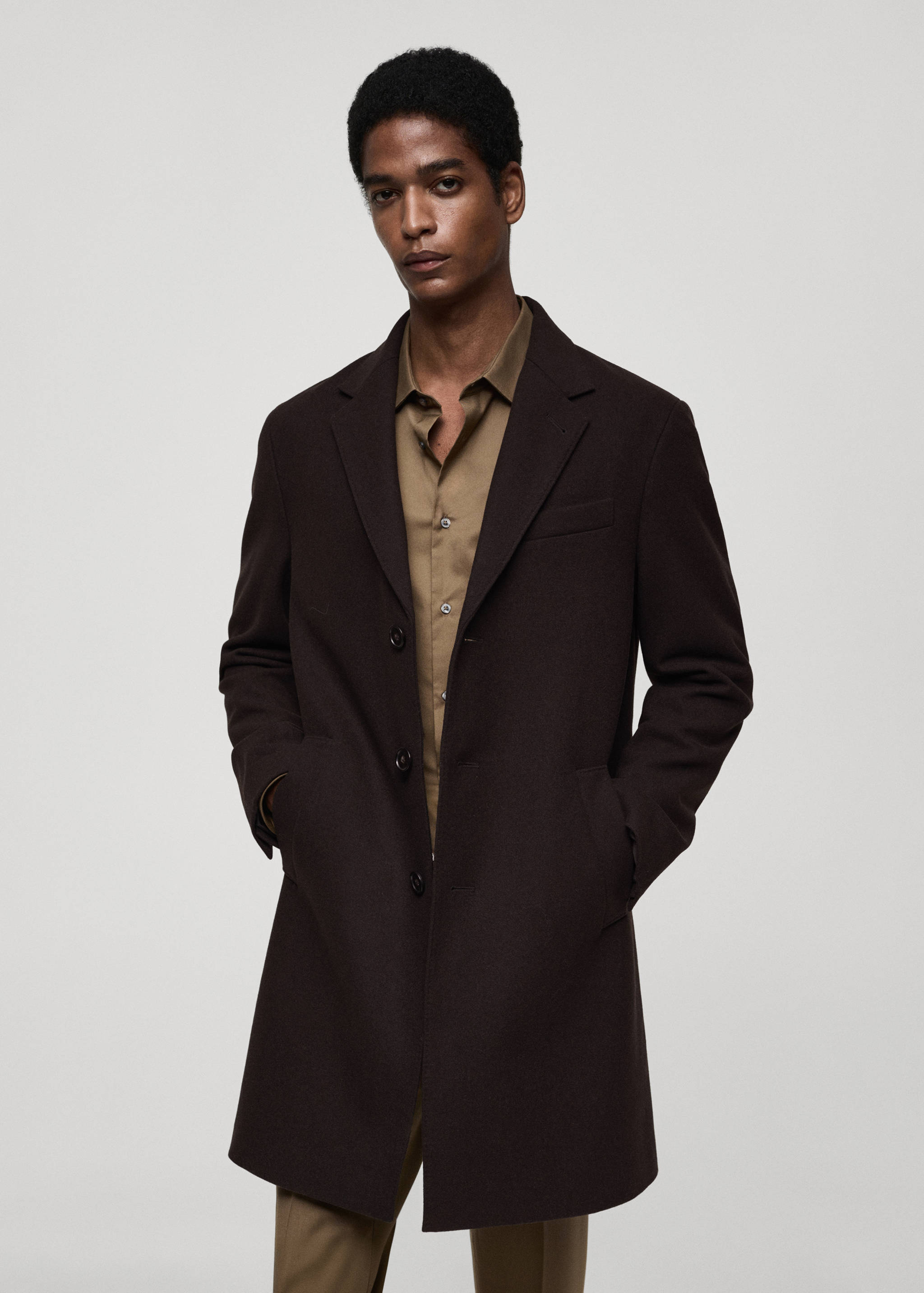 Long recycled wool coat - Medium plane