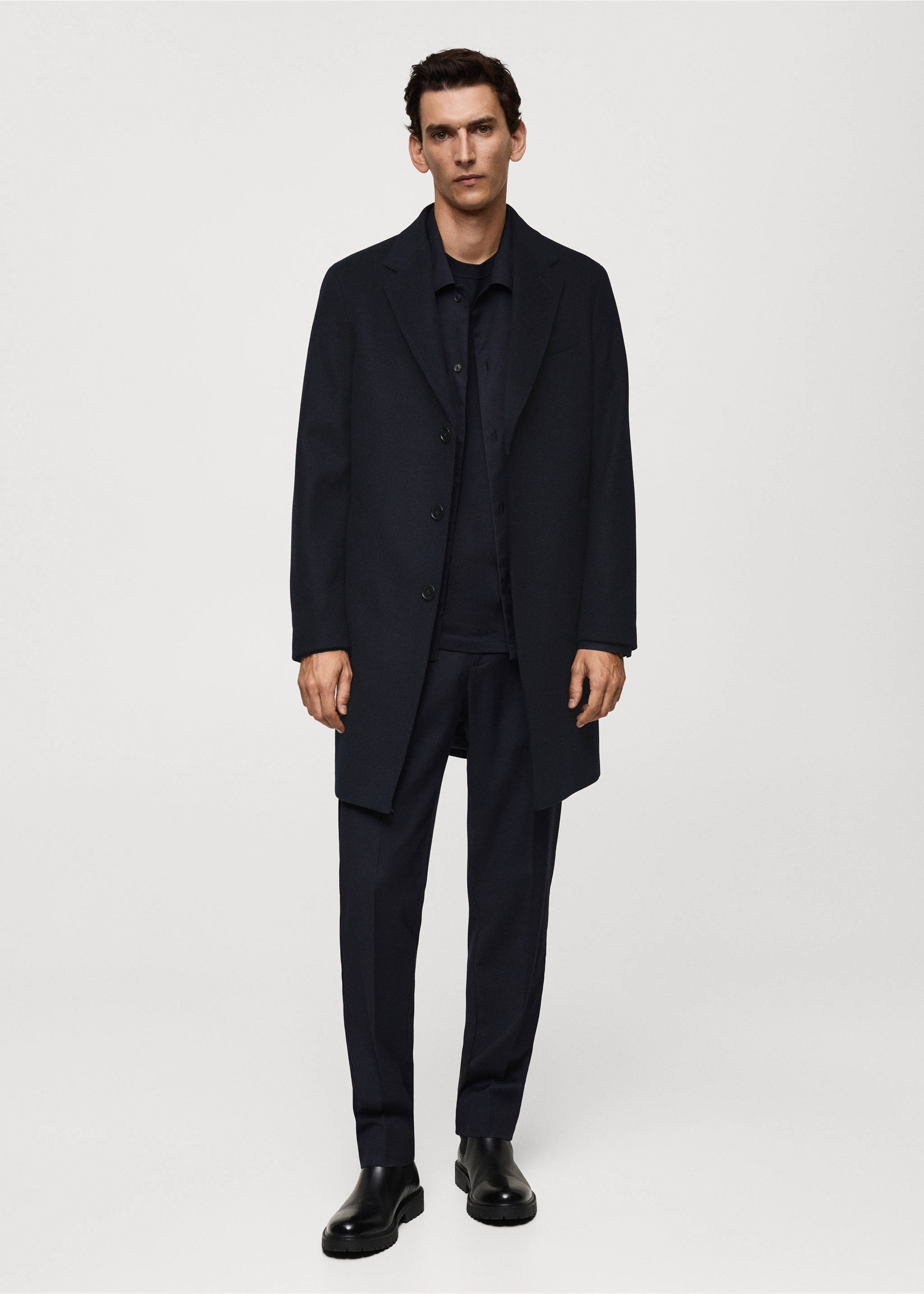 Long recycled wool coat - General plane, Dark Navy. Ref: 77025968-00.