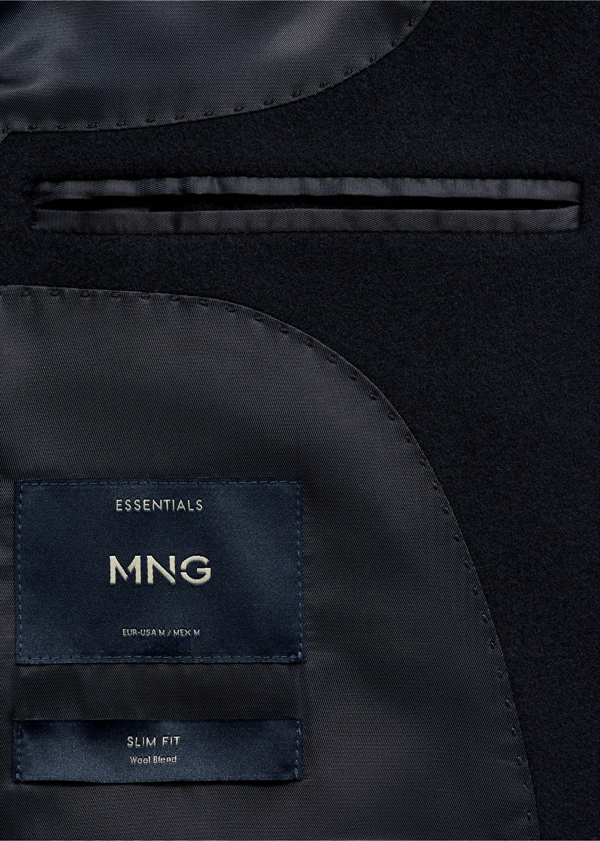 Long recycled wool coat - Details of the article 0, Dark Navy. Ref: 77025968-00.