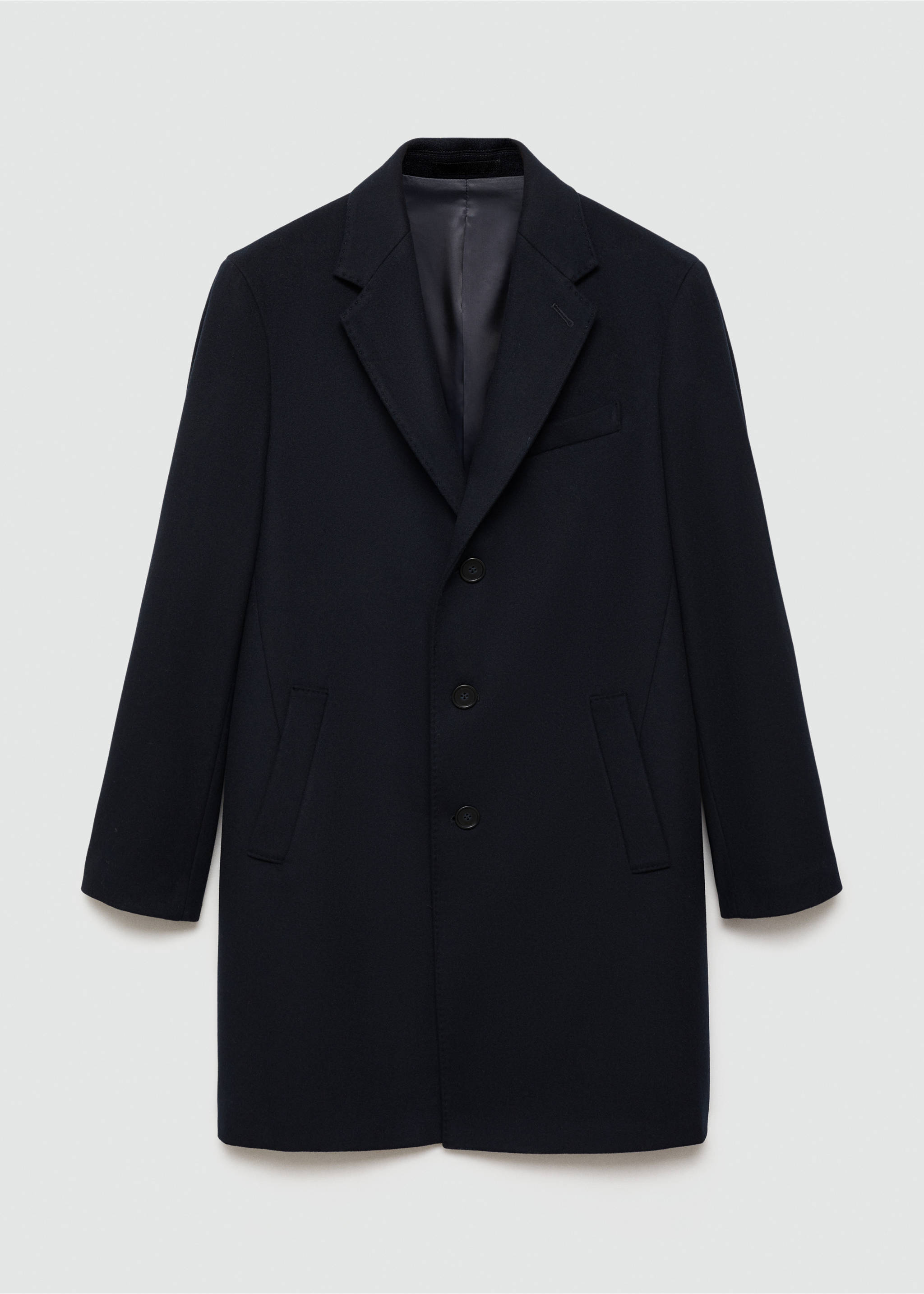 Long recycled wool coat - Article without model, Dark Navy. Ref: 77025968-00.
