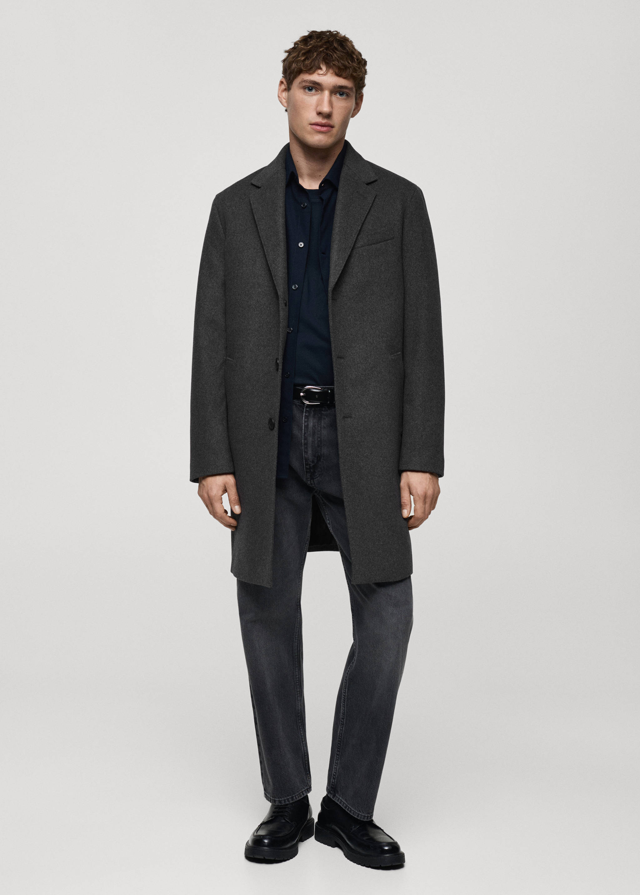 Long recycled wool coat - General plane