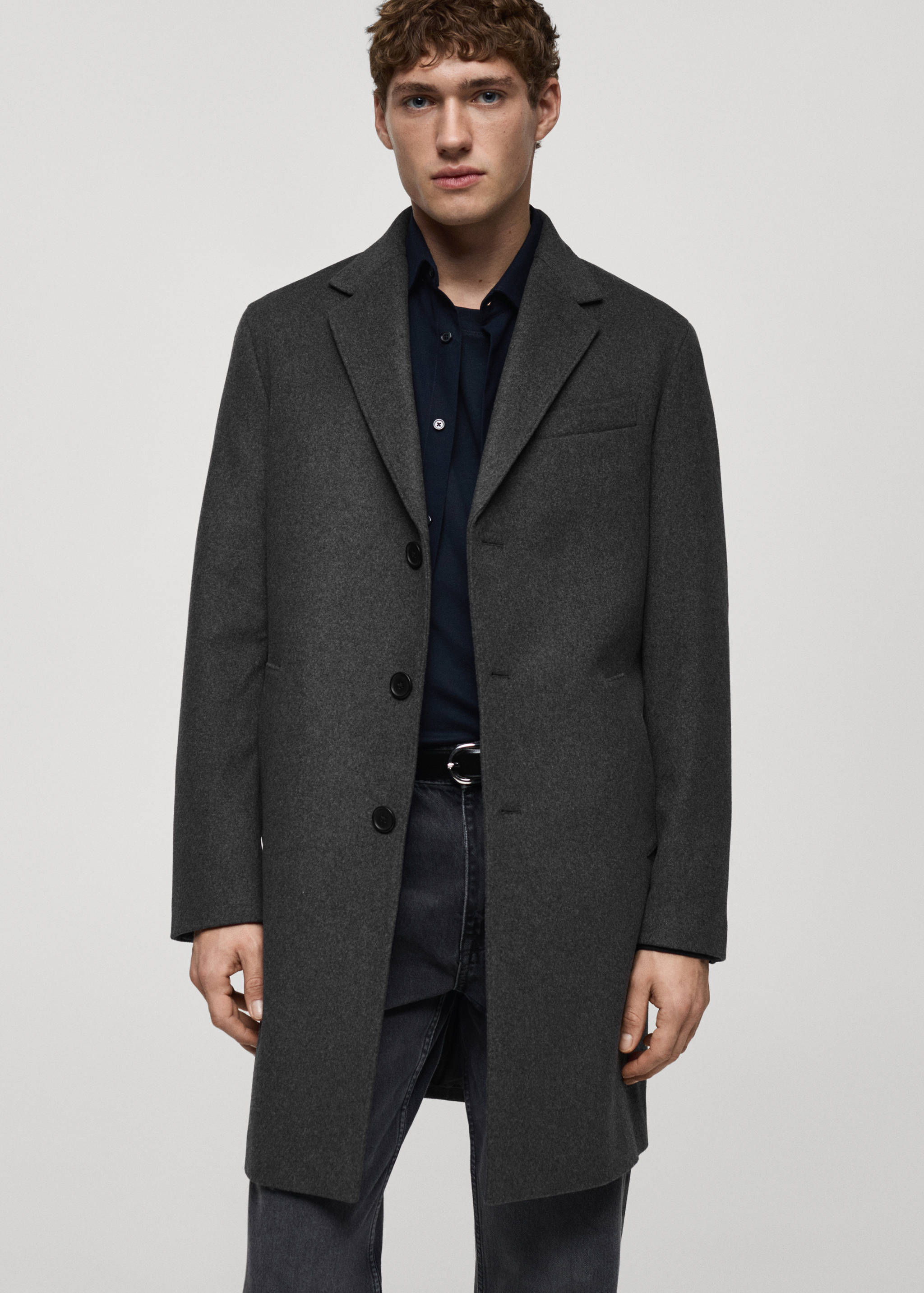 Long recycled wool coat - Medium plane