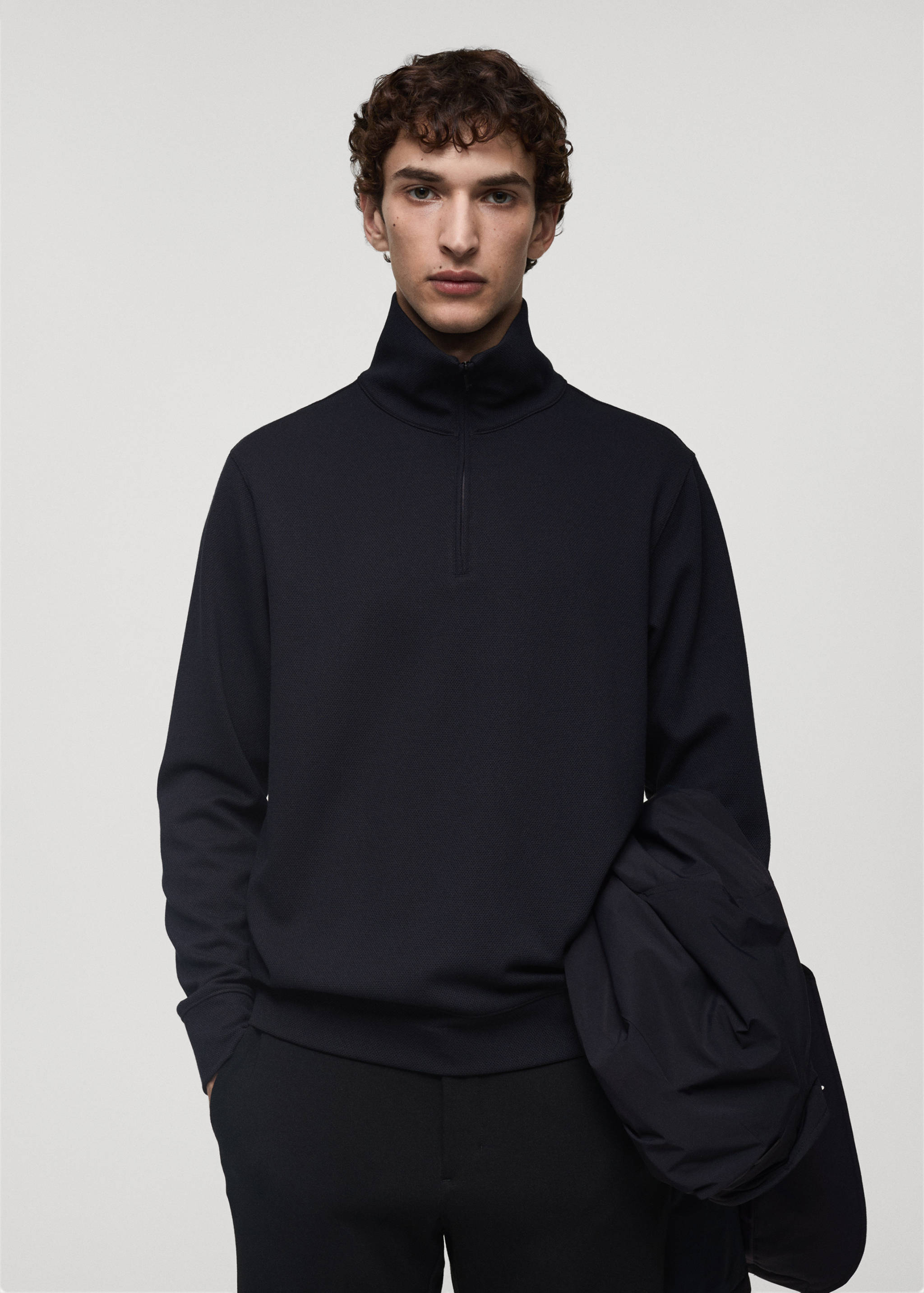 Sweatshirt with anti-odour technology and zip - Medium plane