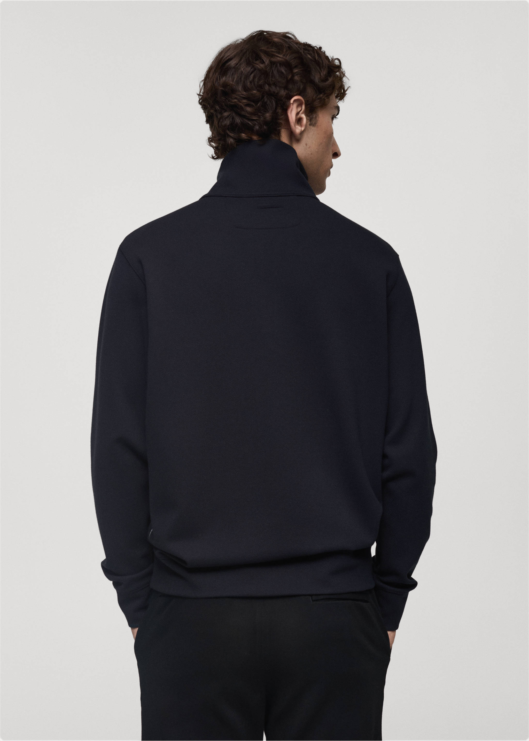 Sweatshirt with anti-odour technology and zip - Reverse of the article, Dark Navy. Ref: 77025969-00.