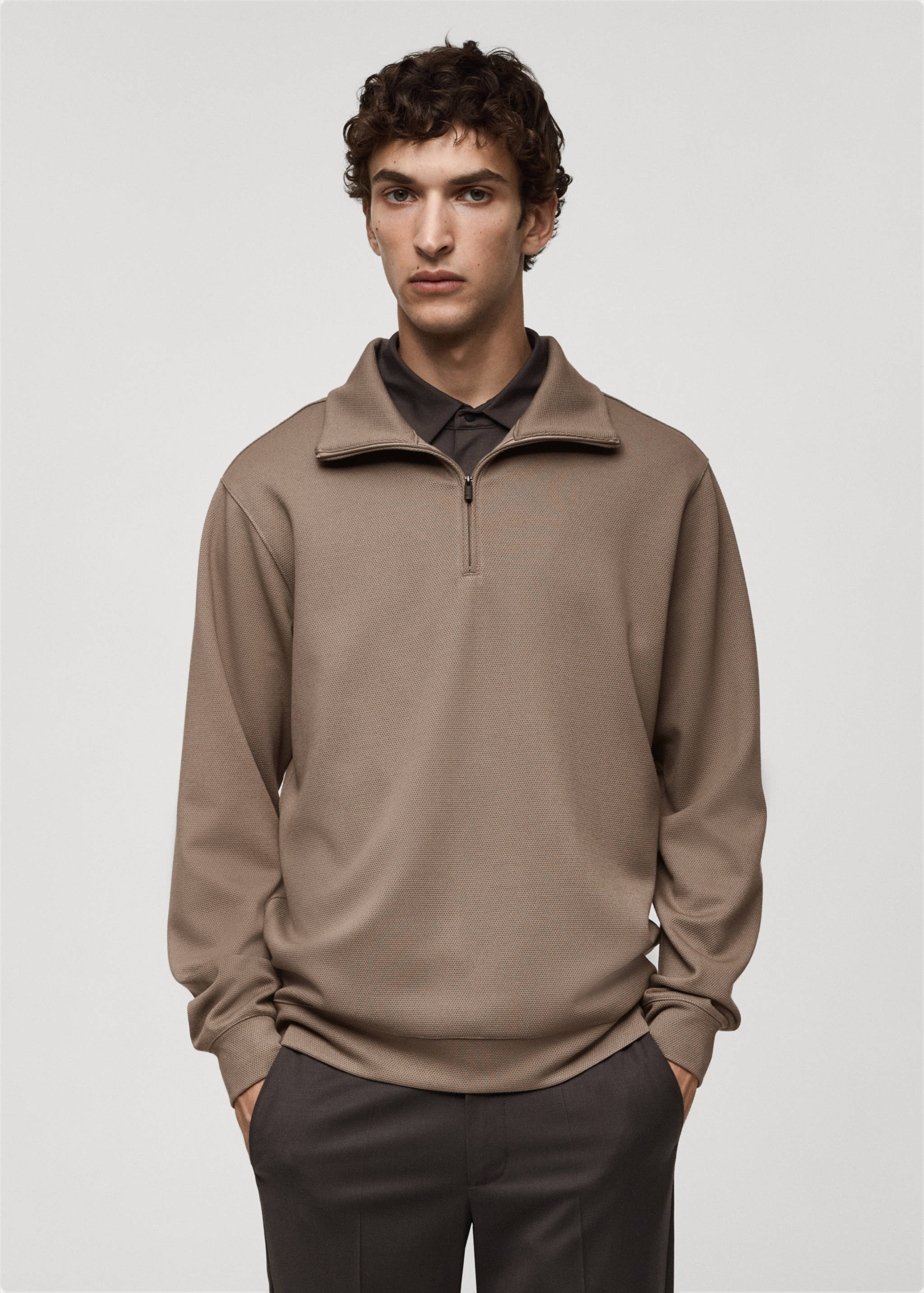 Sweatshirt with anti-odour technology and zip - Medium plane