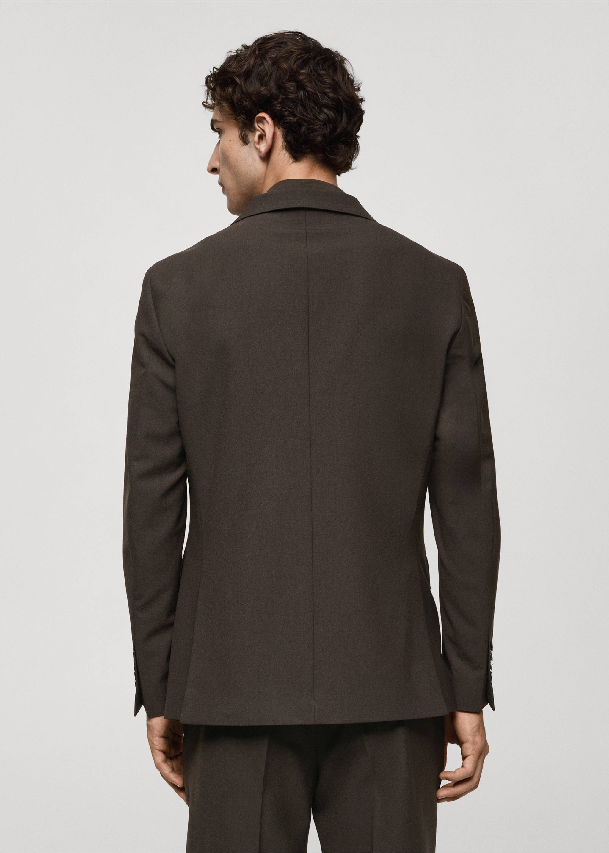 Crease-resistant wool suit jacket - Reverse of the article, Brown. Ref: 77025972-00.
